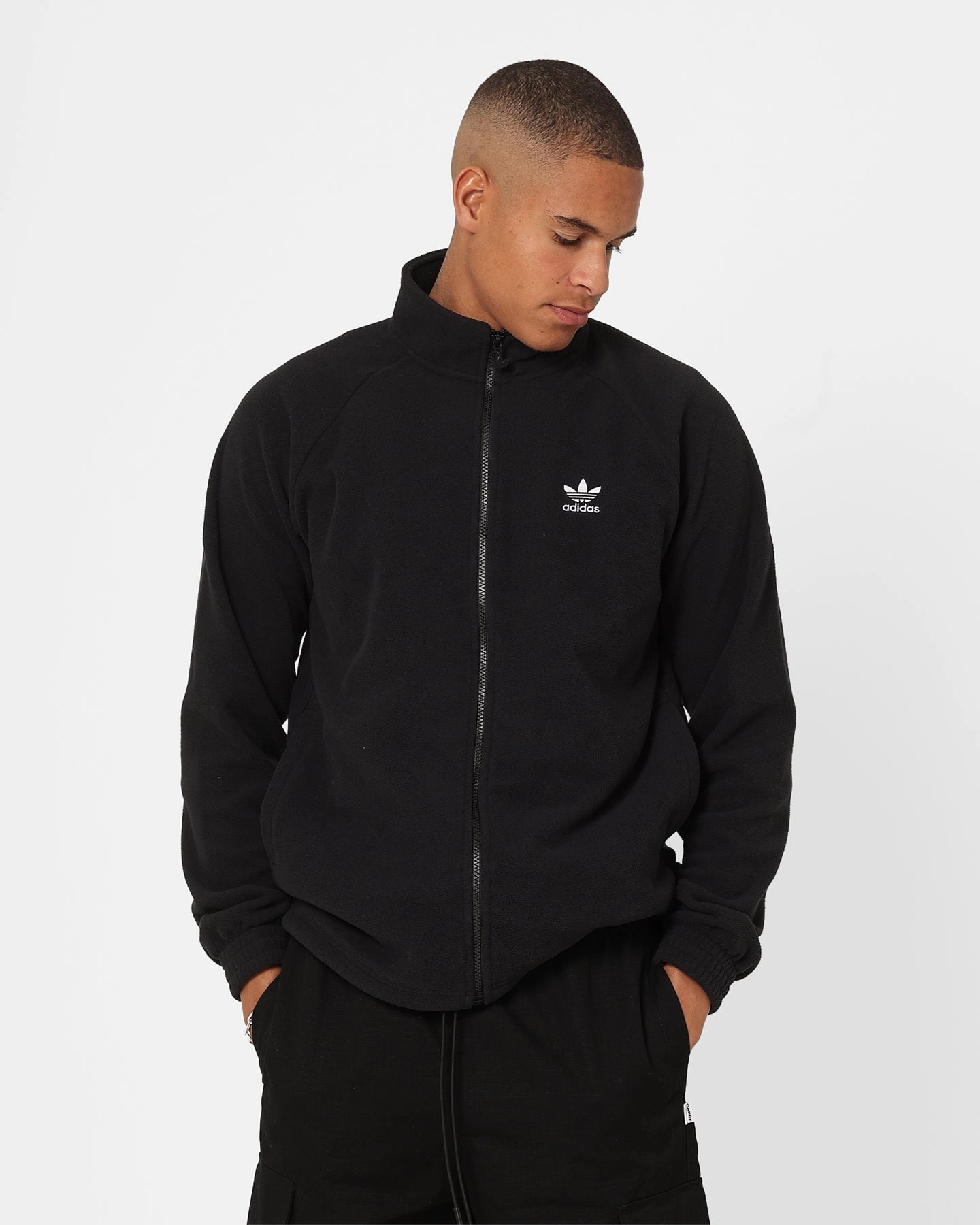 DurableShell Party Adidas Adicolour Trefoil Teddy Fleece Jacket Black