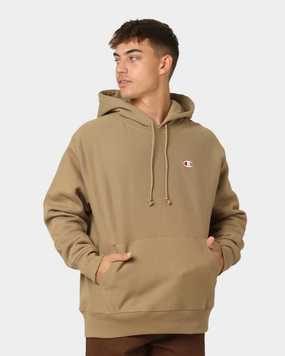 Quilted Inner Layer Reverse Weave Hoodie Whole Wheat Khaki