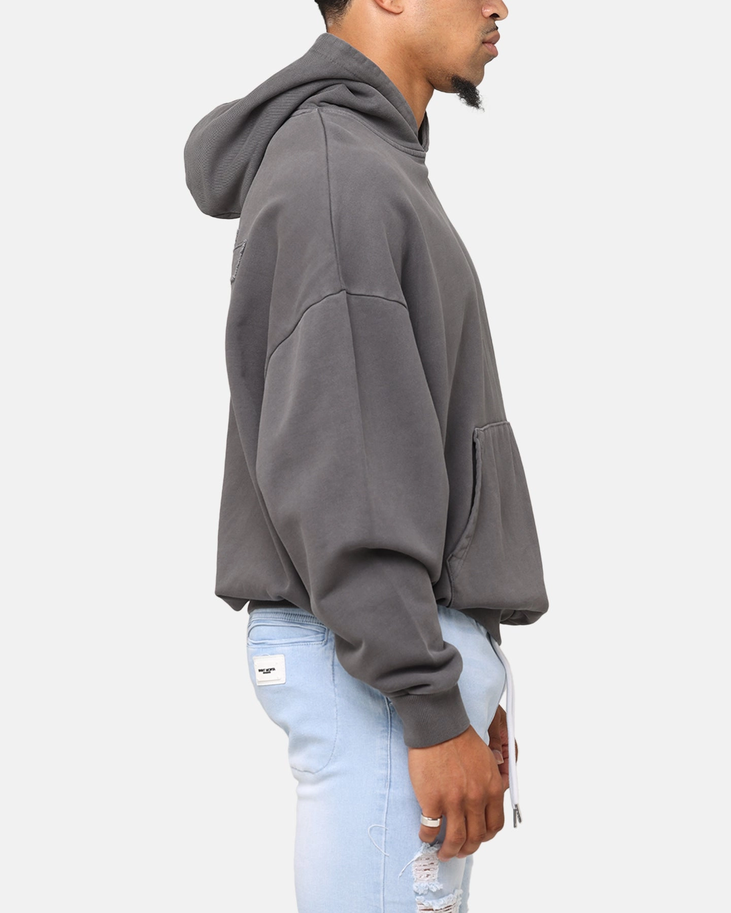 Saint Morta Pericles Applique Hoodie Washed Charcoal Button
