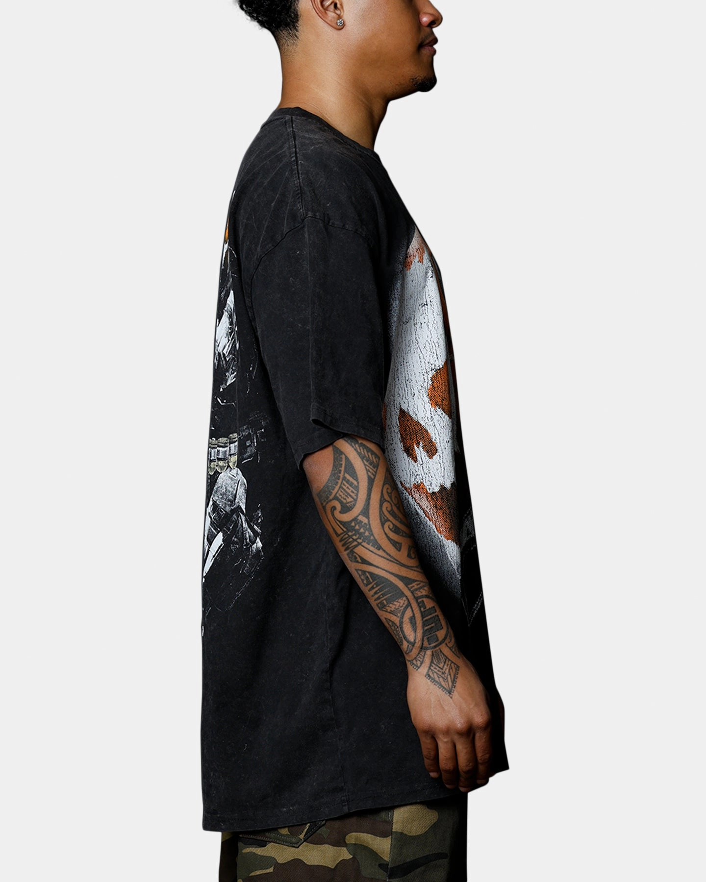Colorfast Dye Goat Crew X Halo Halo Reach Emilie Big Head Vintage T-Shirt Black Acidwash