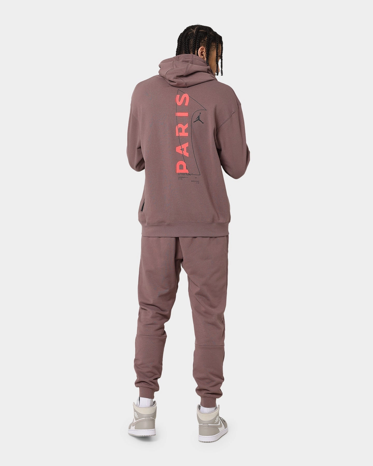 Jordan X Paris Saint-Germain Fleece Pullover Hoodie Plum Eclipse Deodorant Wind Barrier