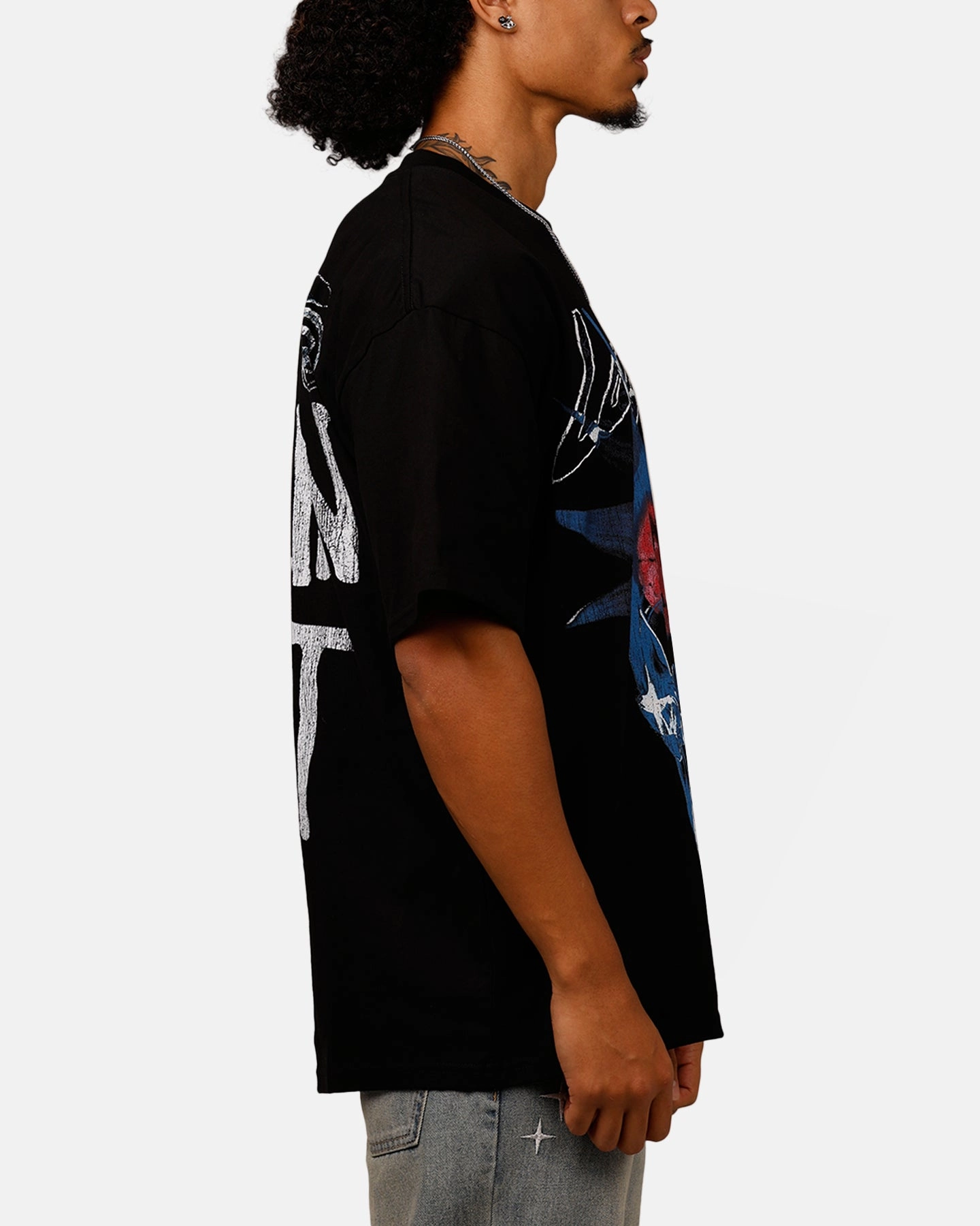 Textured Surface Loiter Brain Rot Vintage T-Shirt Black