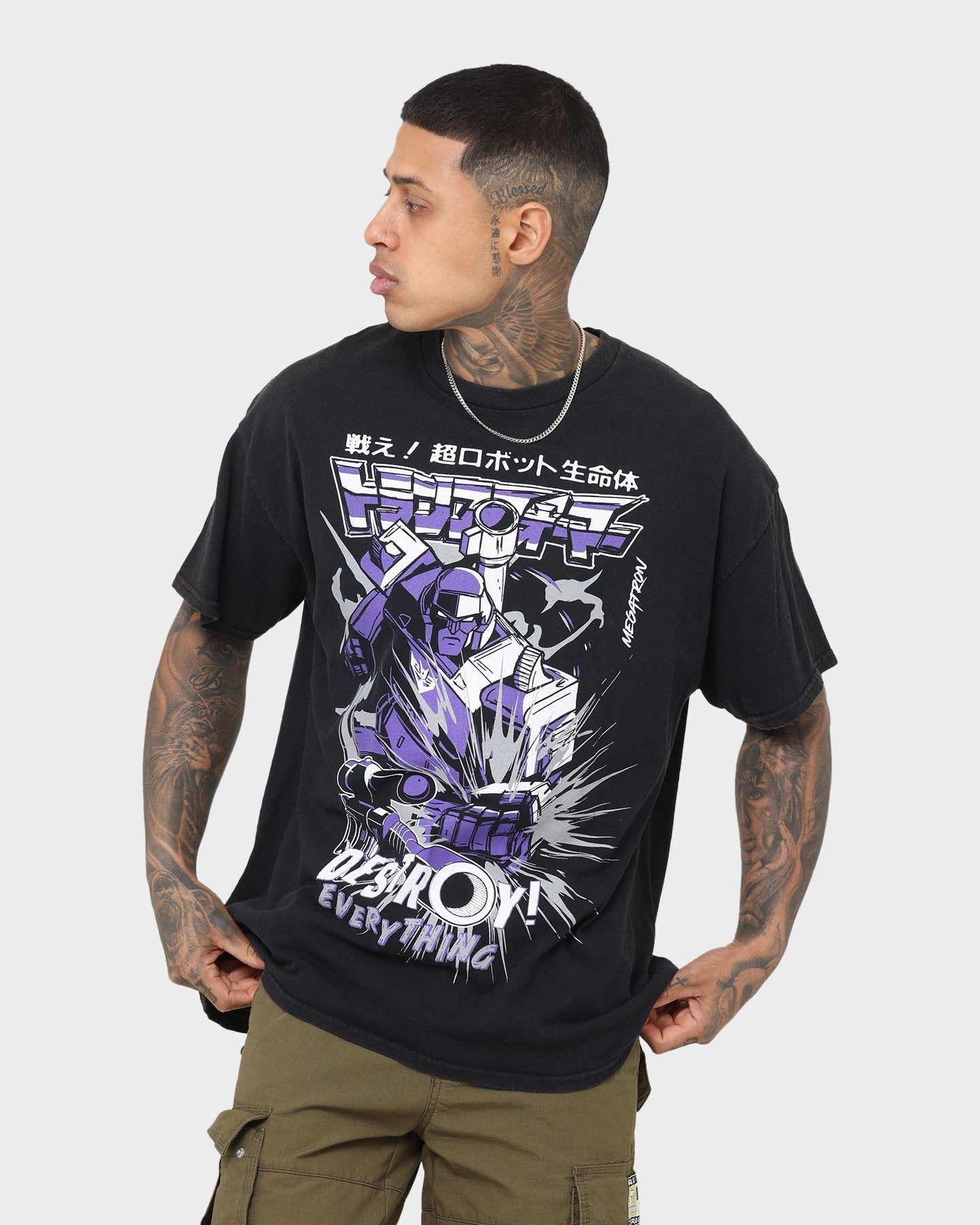 Goat Crew X Transformers Decepticons Vintage T-Shirt Black Wash Buttery Soft Fabric