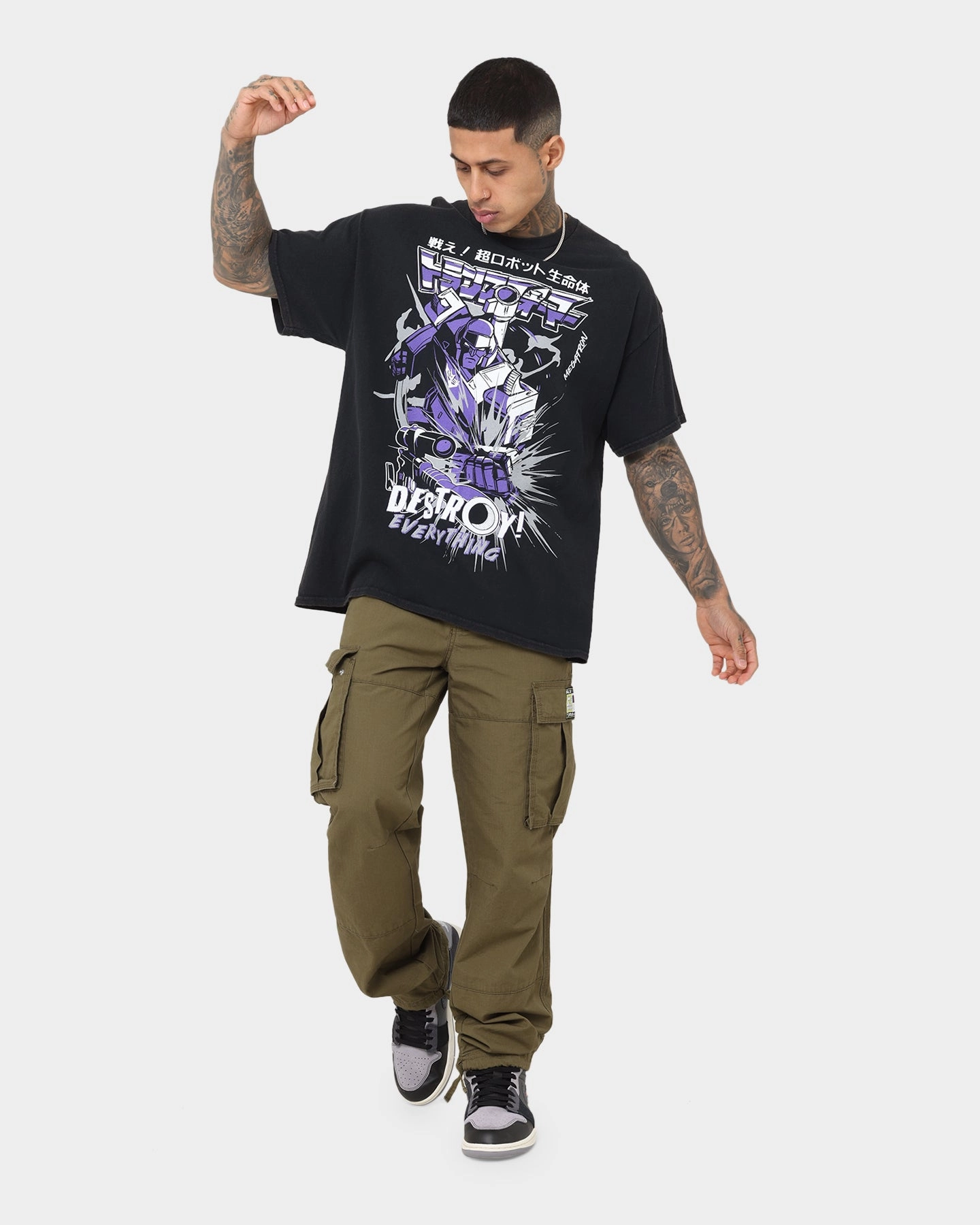 Athletic Fit Goat Crew X Transformers Decepticons Vintage T-Shirt Black Wash