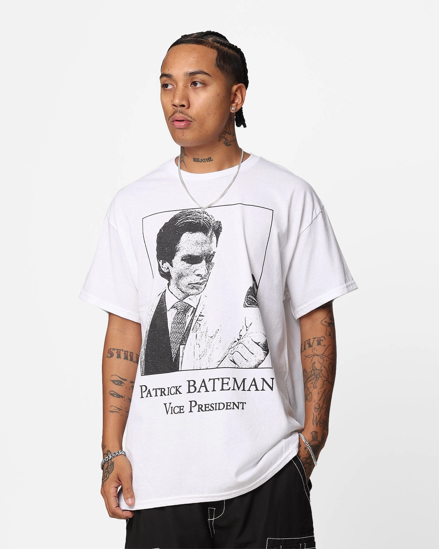 Rats Get Fat X American Psycho Vice President T-Shirt White Light Casual