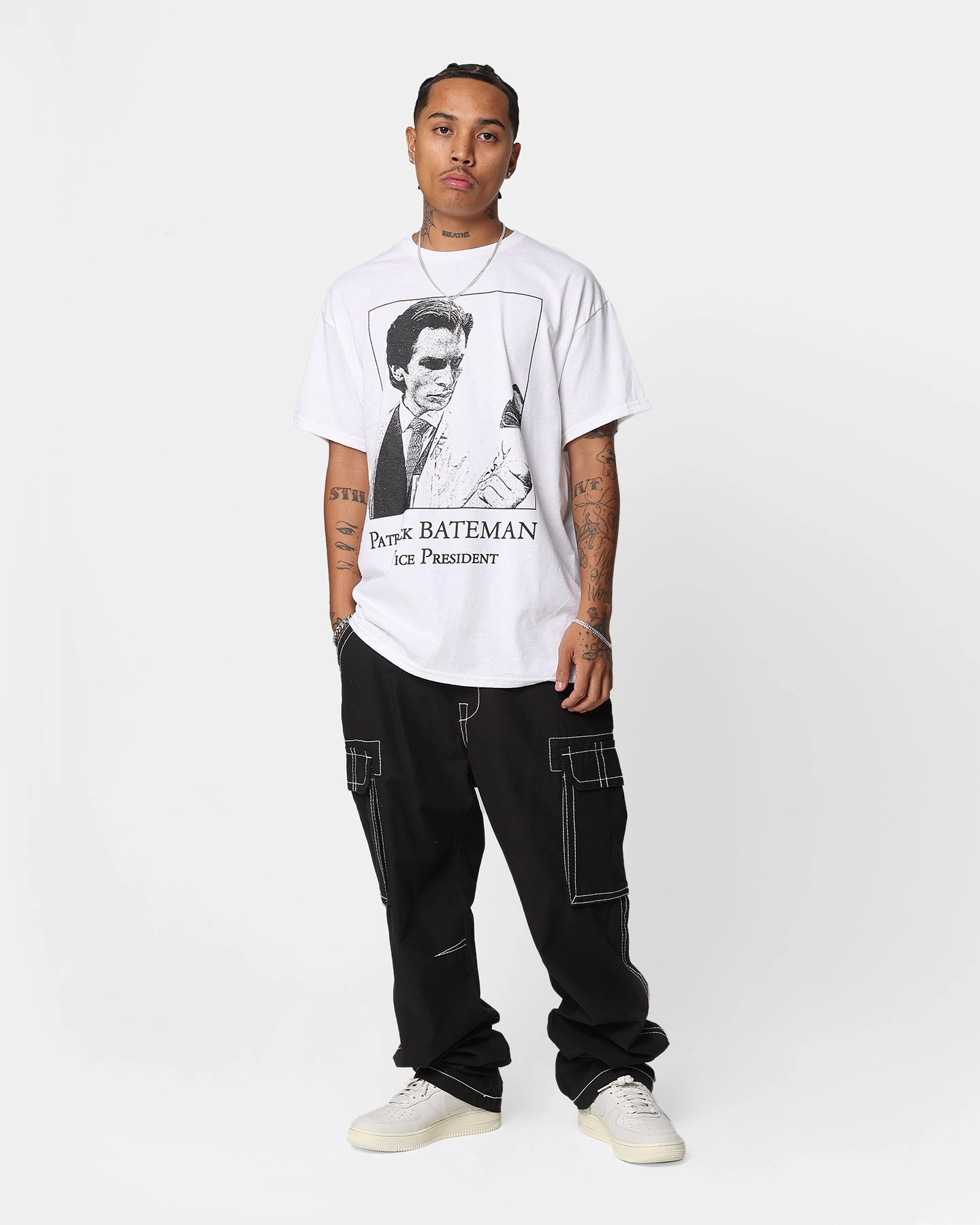 Rats Get Fat X American Psycho Vice President T-Shirt White Airflow Ventilation Day-to-Day Comfort