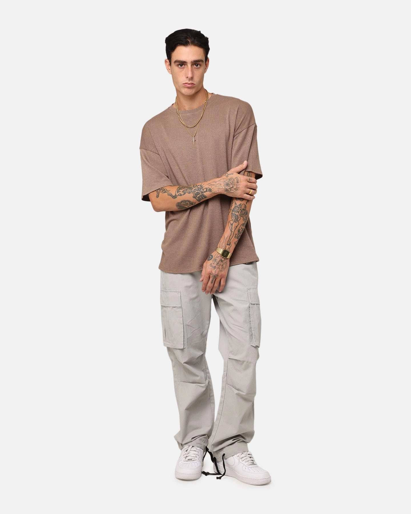 XXIII Tesalate T-Shirt Brown Reinforced Hemline Easy-to-Style Top