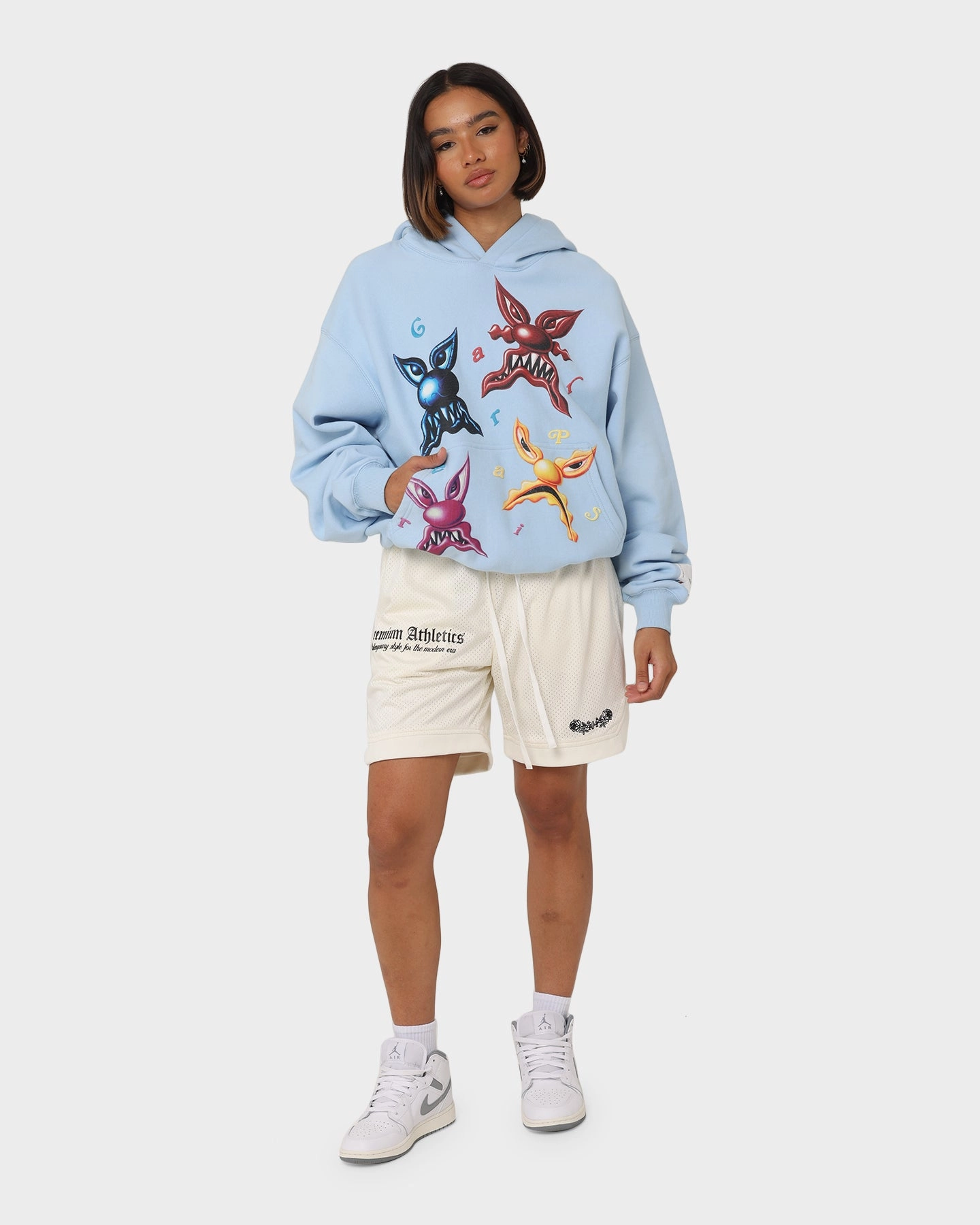 Carr?? X Kenny Scharf Meanie Oversized Hoodie Light Blue impulse buy