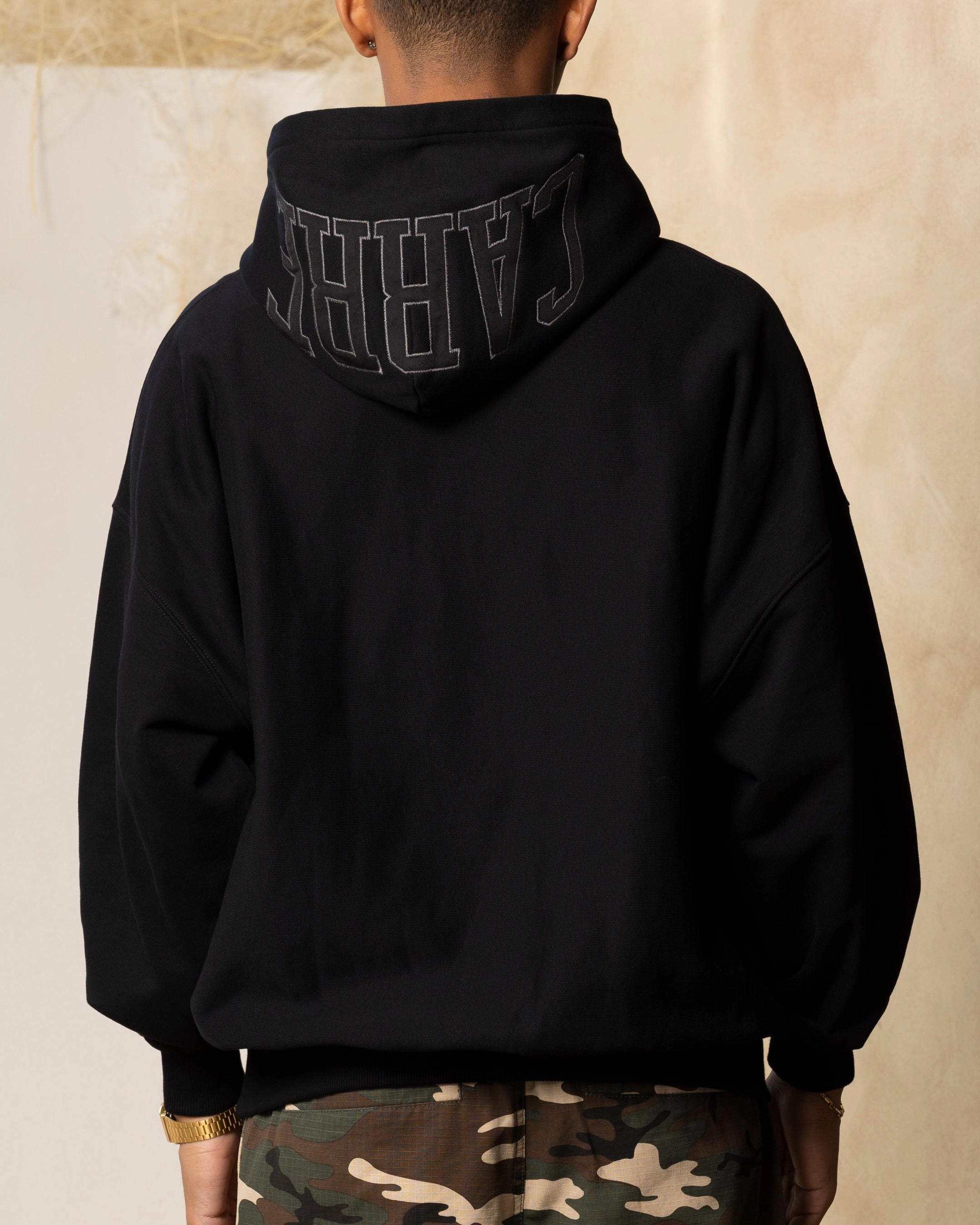 cold futuristic Carre Arch Oversized Hoodie Black/Black
