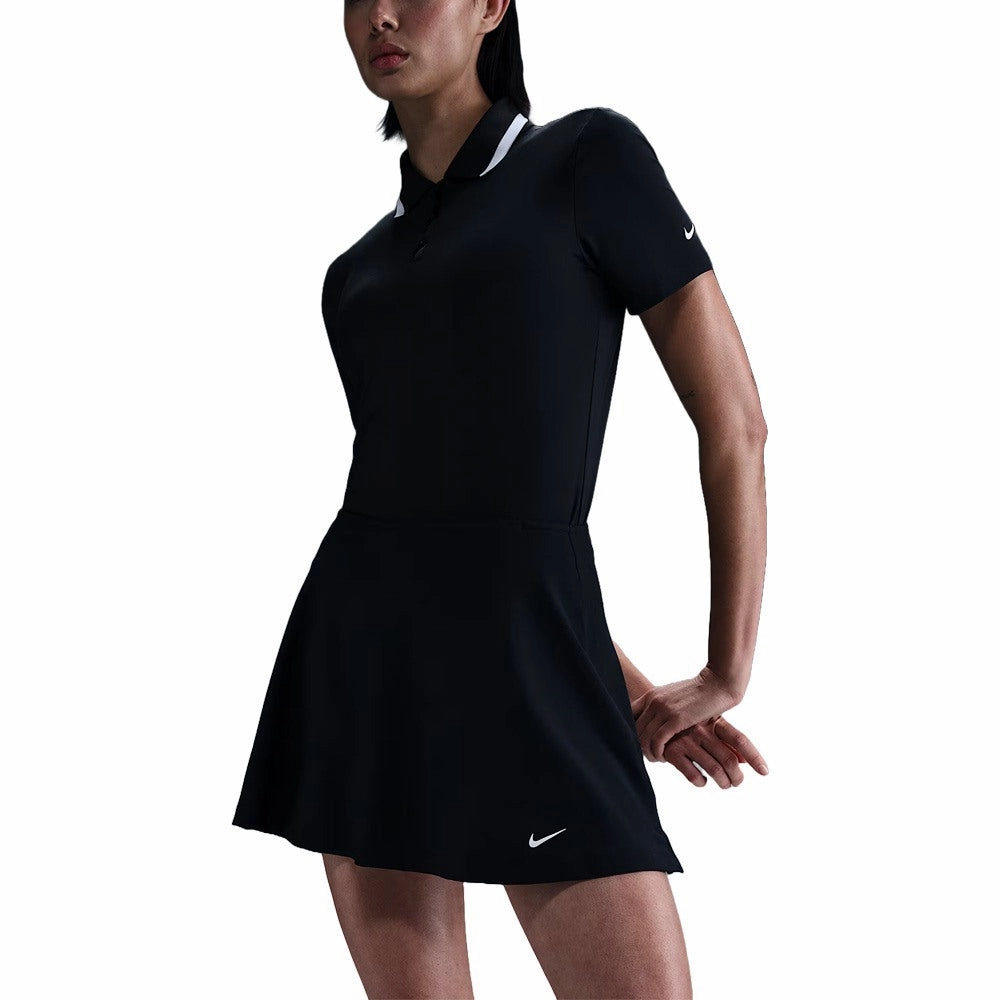 lace accents High Street Chic Nike Dri-FIT Tour Flouncy Golf Skirt Black/White - FW25 Women