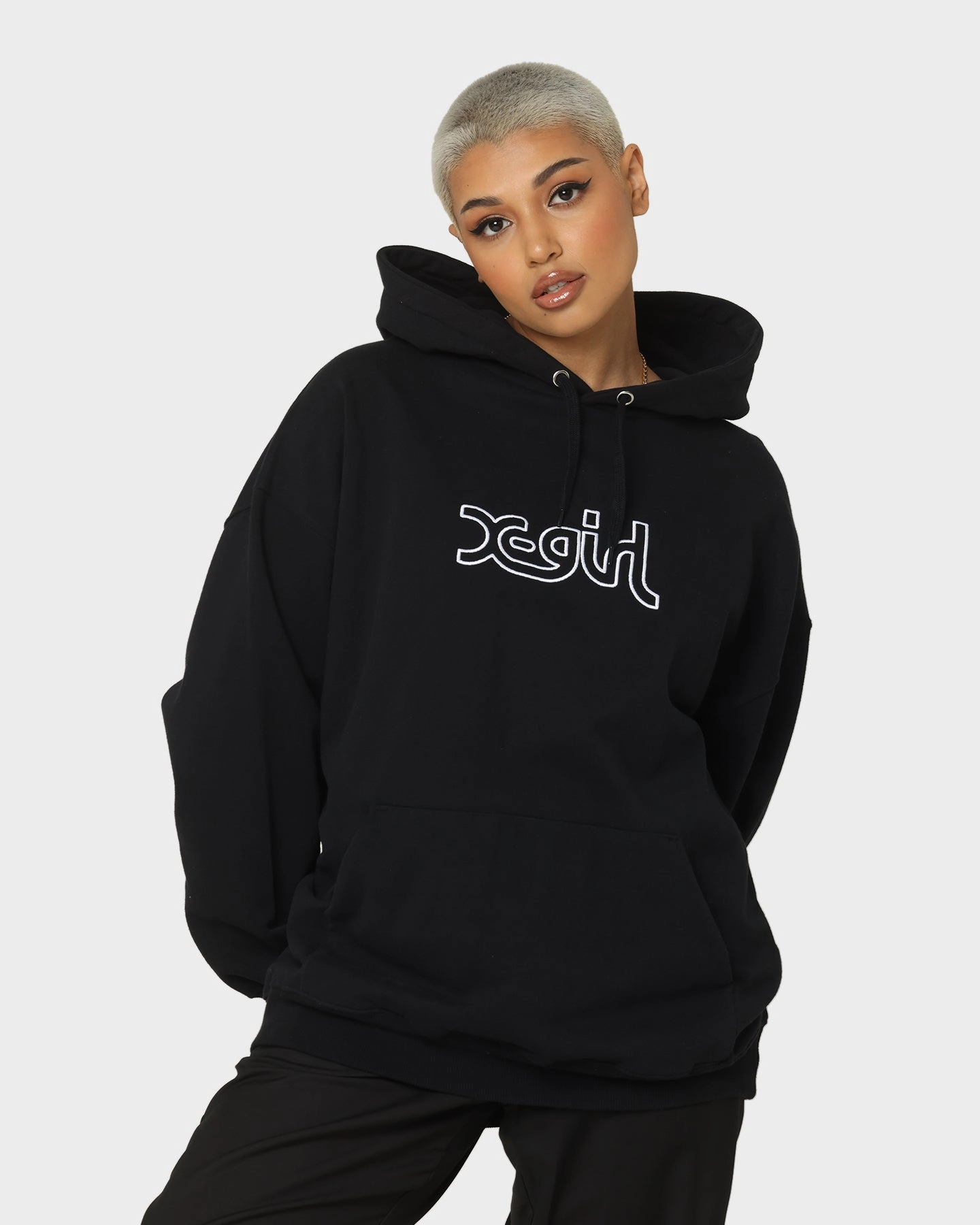 Booking X-Girl Women's Mills Logo Hoodie Black