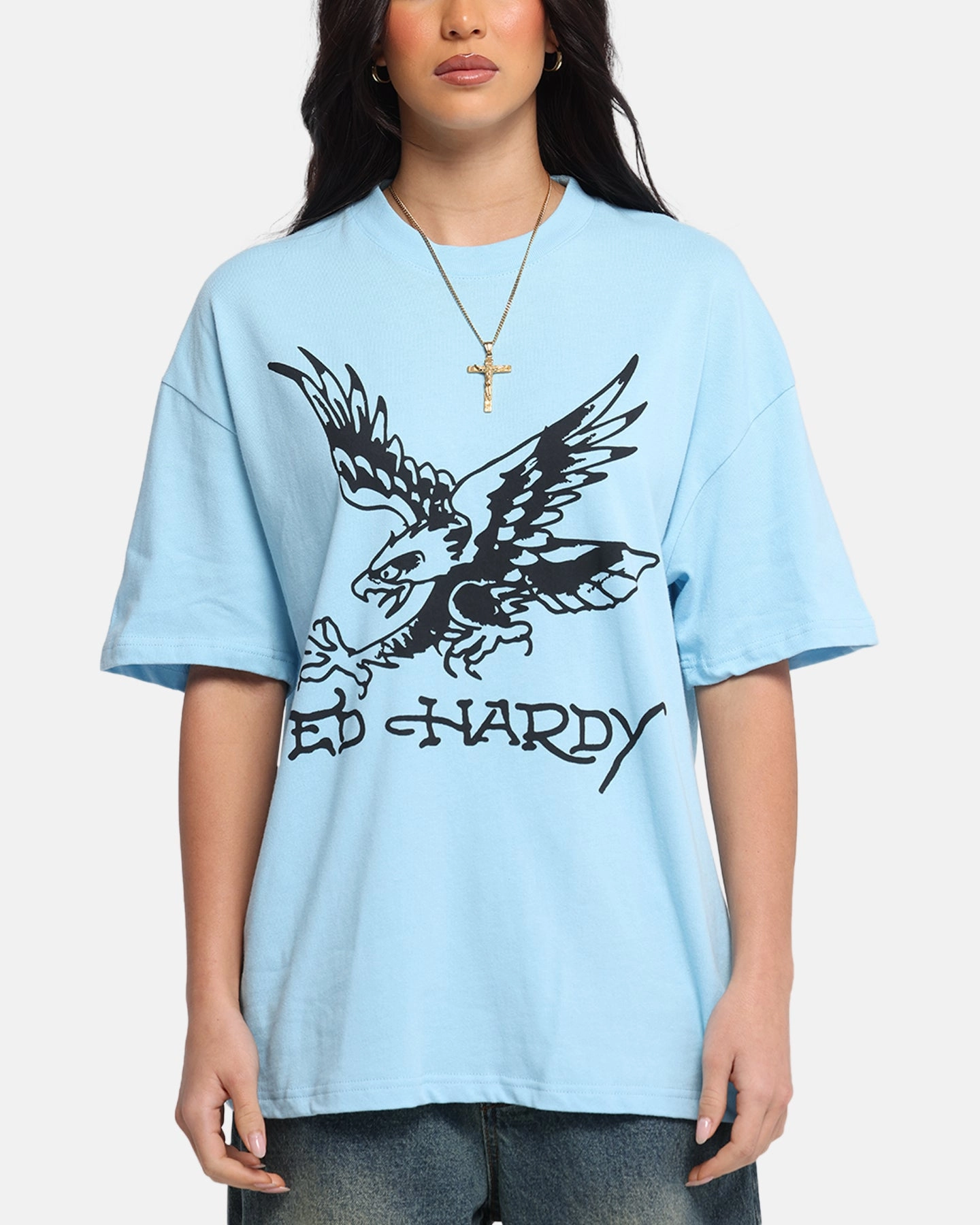 Quick Release Hem Ed Hardy Eagle T-Shirt Blue