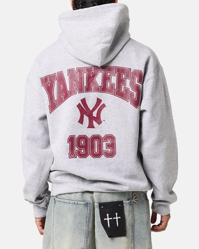 Urban Ease Valentine's Day Majestic Athletic New York Yankees Wordmark Arch Hoodie Grey
