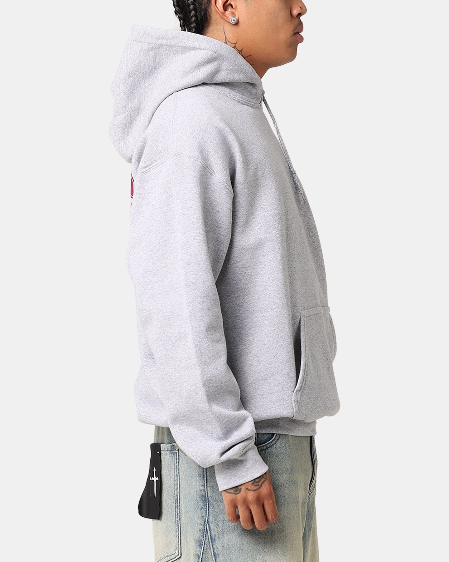 Luxury Layered construction Majestic Athletic New York Yankees Wordmark Arch Hoodie Grey