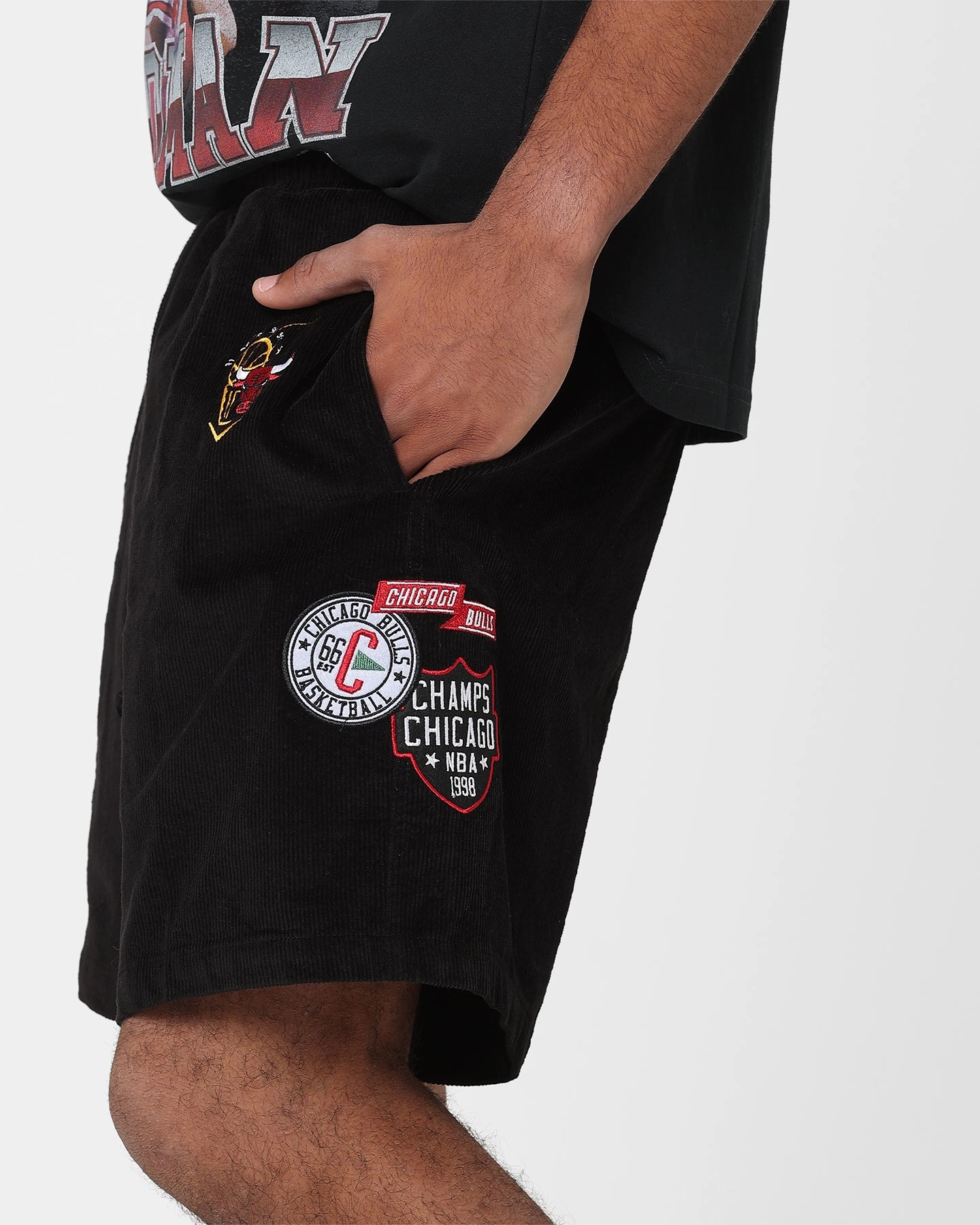 Mitchell & Ness Chicago Bulls Letterman Shorts Black Bacterial Growth Prevention