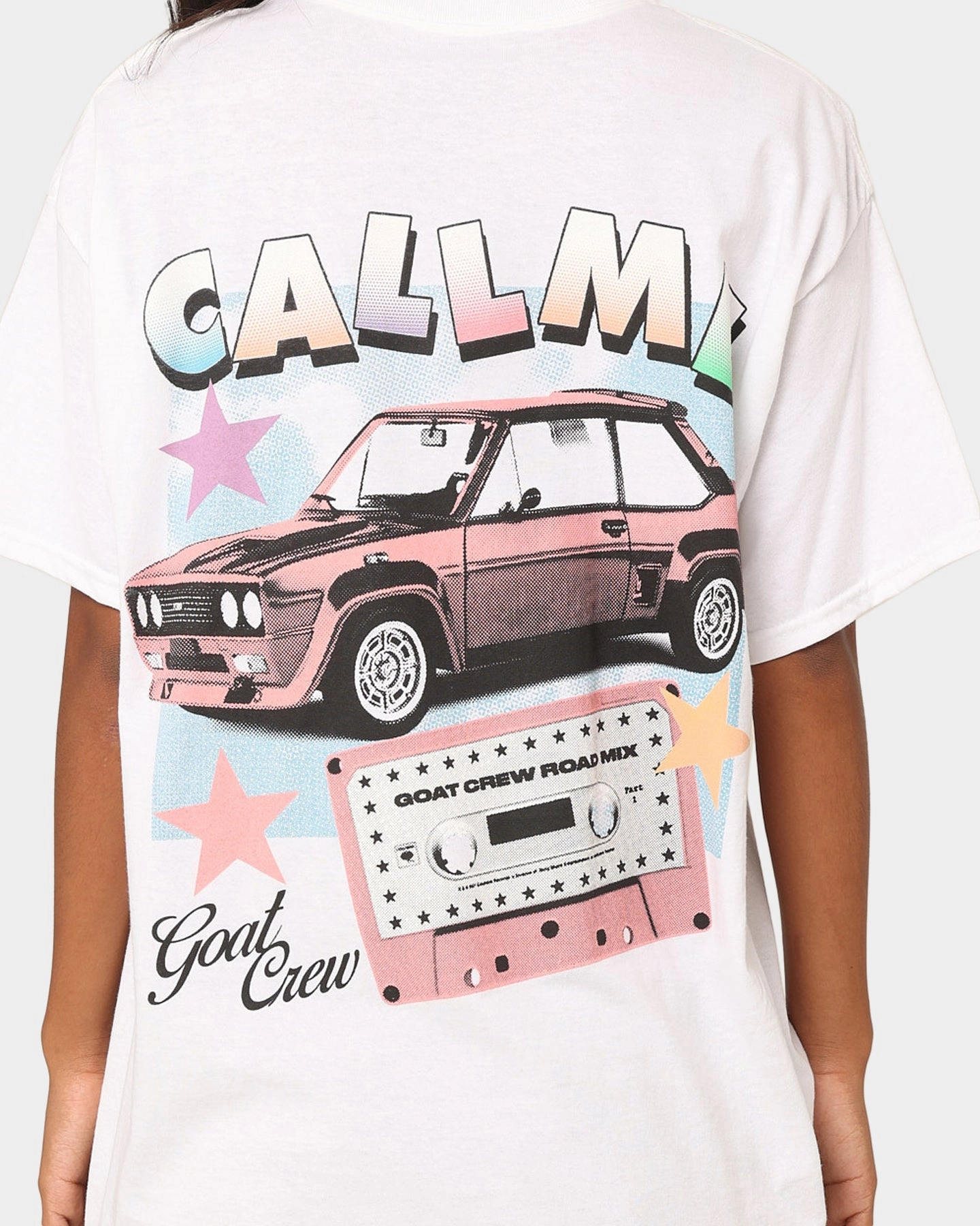 Relaxed and Easy Comfy Vibes Goat Crew Call Me Vintage T-Shirt Off White