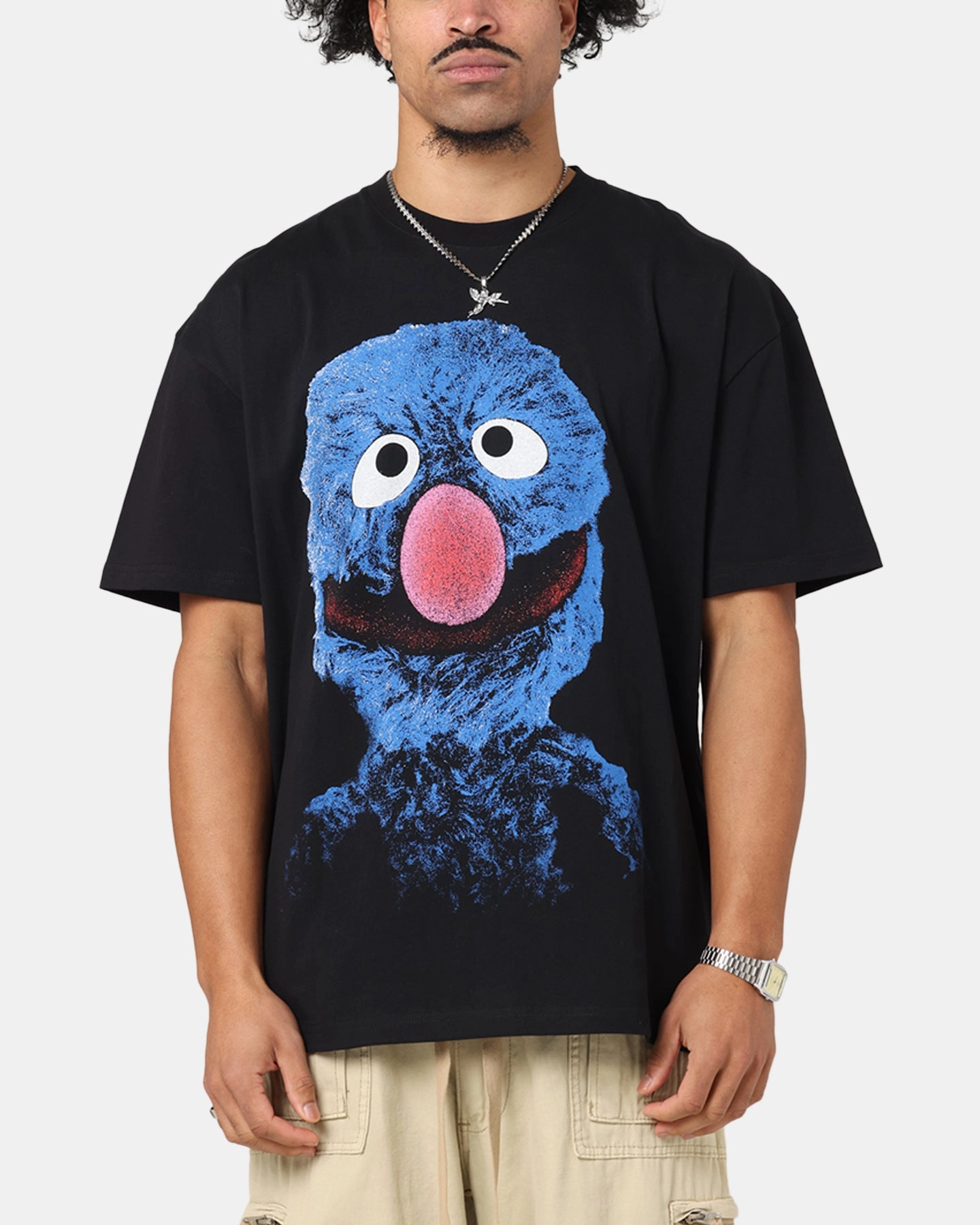 Perfect Comfort American Thrift X Sesame Street Grover Grail Heavy T-Shirt Black