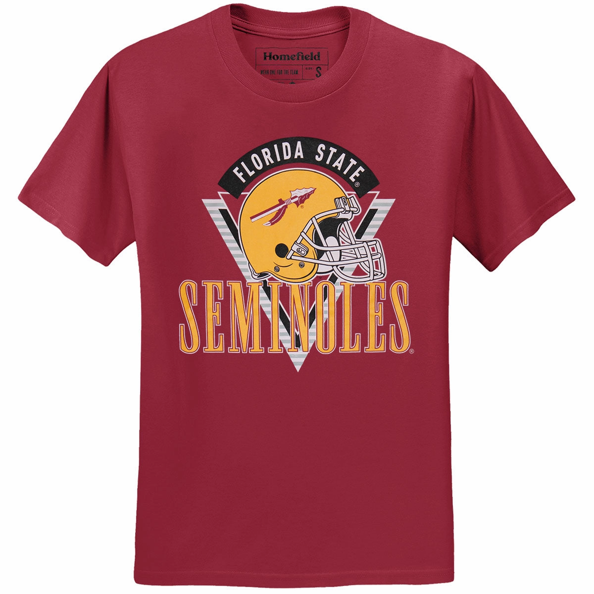 Homefield Men's Vault Florida State Seminoles Helmet Design Short Sleeve T-shirt - Cardinal in demand