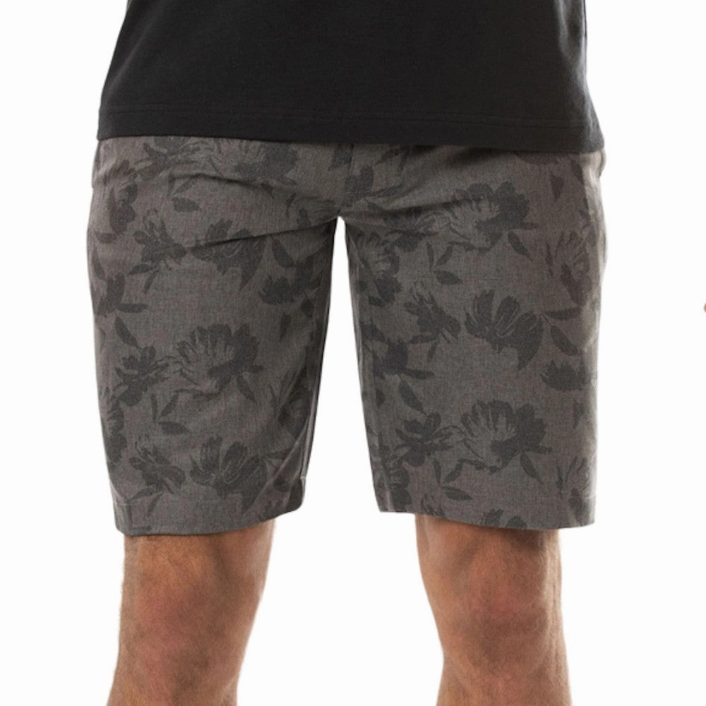 TravisMathew Inlet Golf Shorts Heather Gray Pinstripe - SS22 Men Secure Pocket Zippers