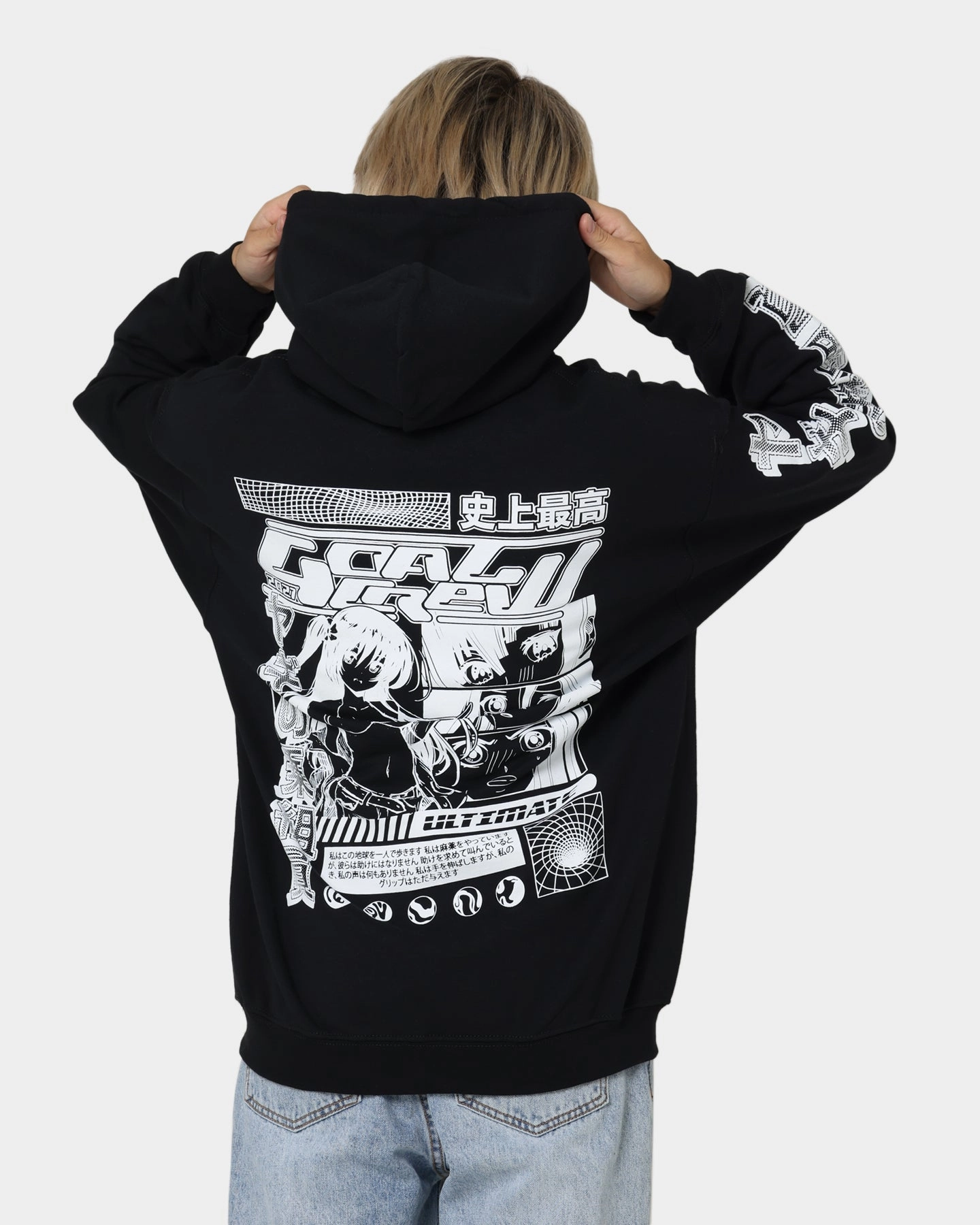Goat Crew Anime Hoodie Black Windproof Barrier Design WindproofConstruction