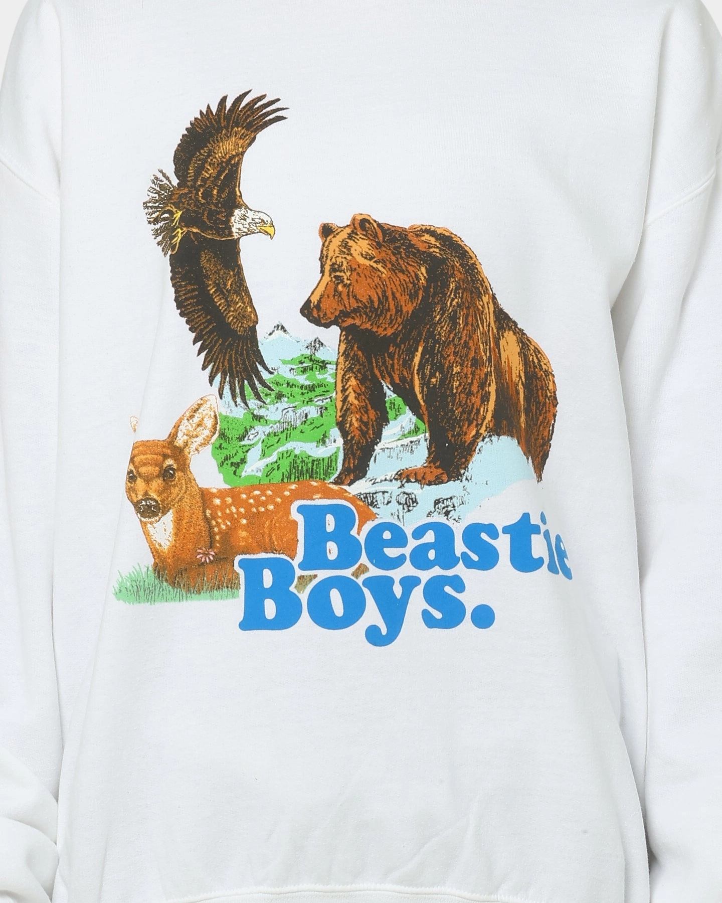 OdorResistant Fabric Active Comfort Beastie Boys Forest Animal Crewneck White