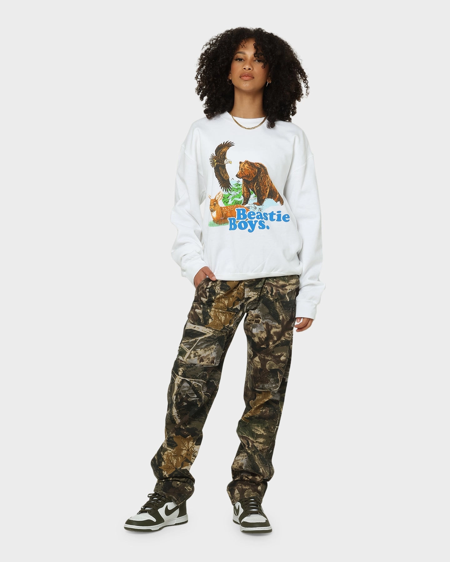 Luxury exclusivity Classic Cut Beastie Boys Forest Animal Crewneck White