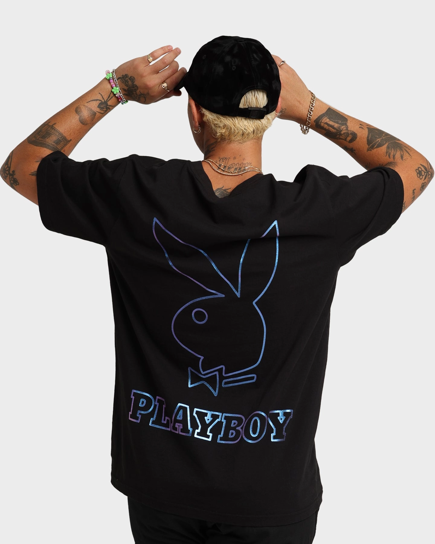 Playboy Bunny T-Shirt Black Garment Washed Texture