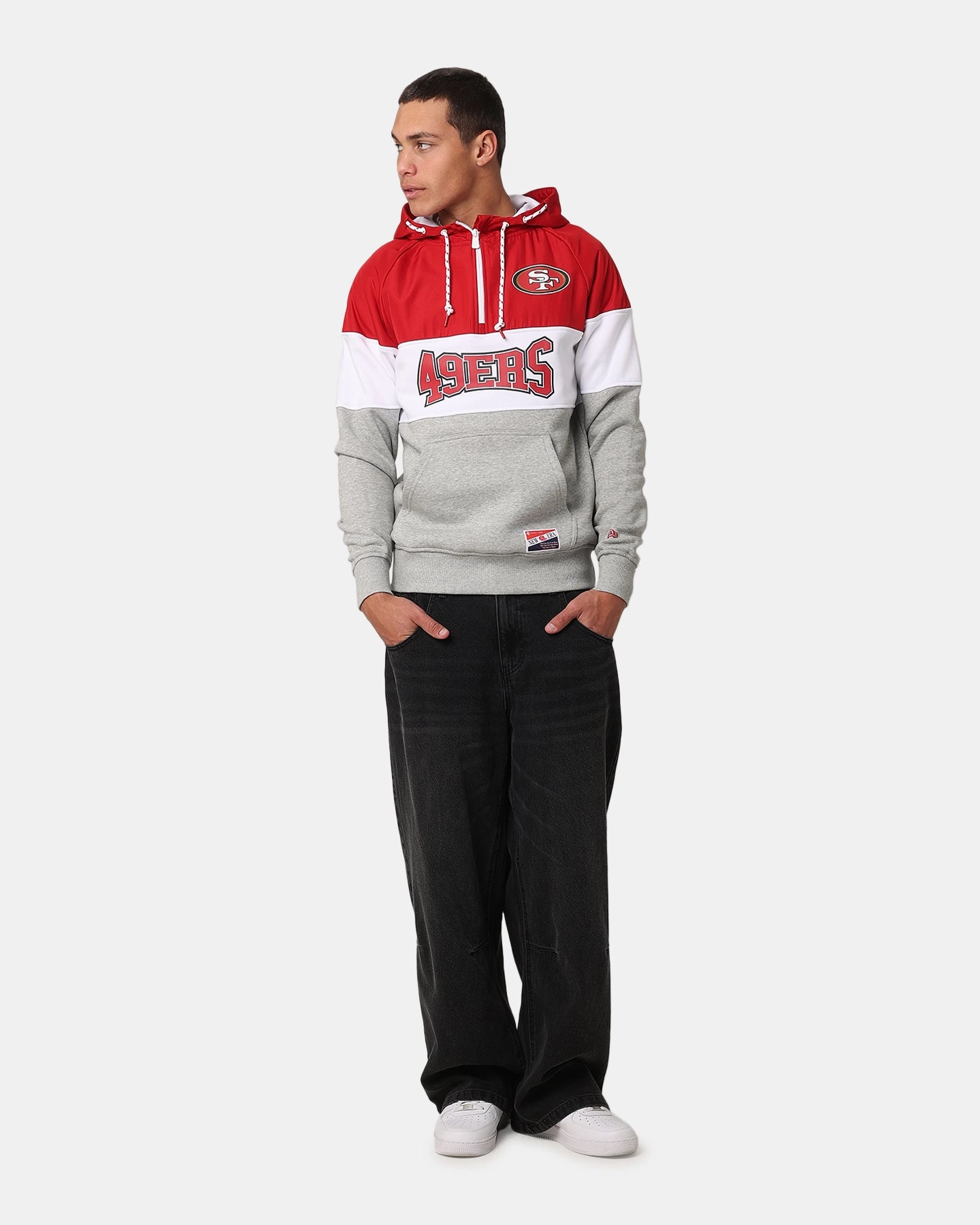 Urban Detail New Era San Francisco 49ers Quarter Zip Hoodie Red