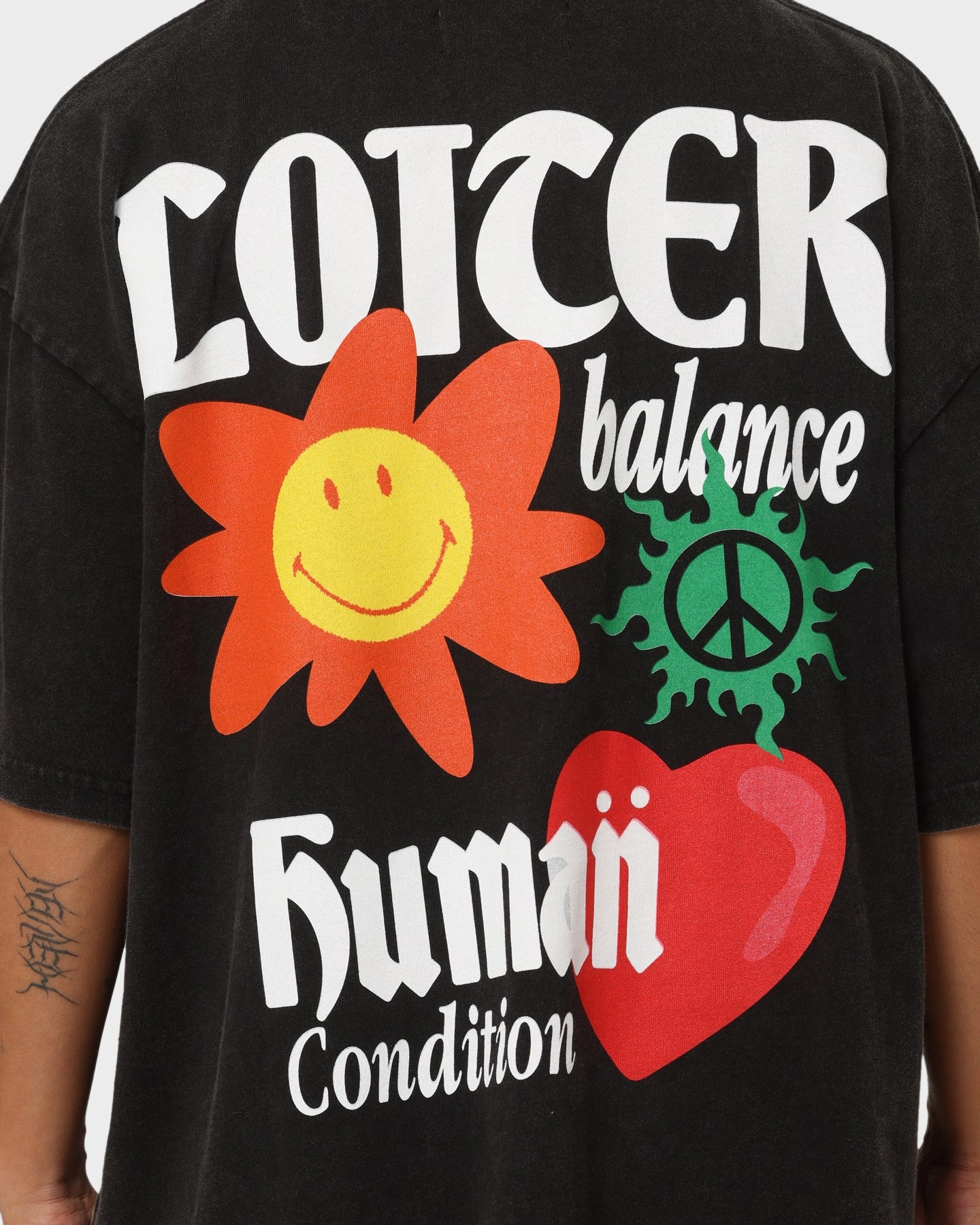 Comfort Fit Loiter X Smiley Human Condition Vintage T-Shirt Vintage Black