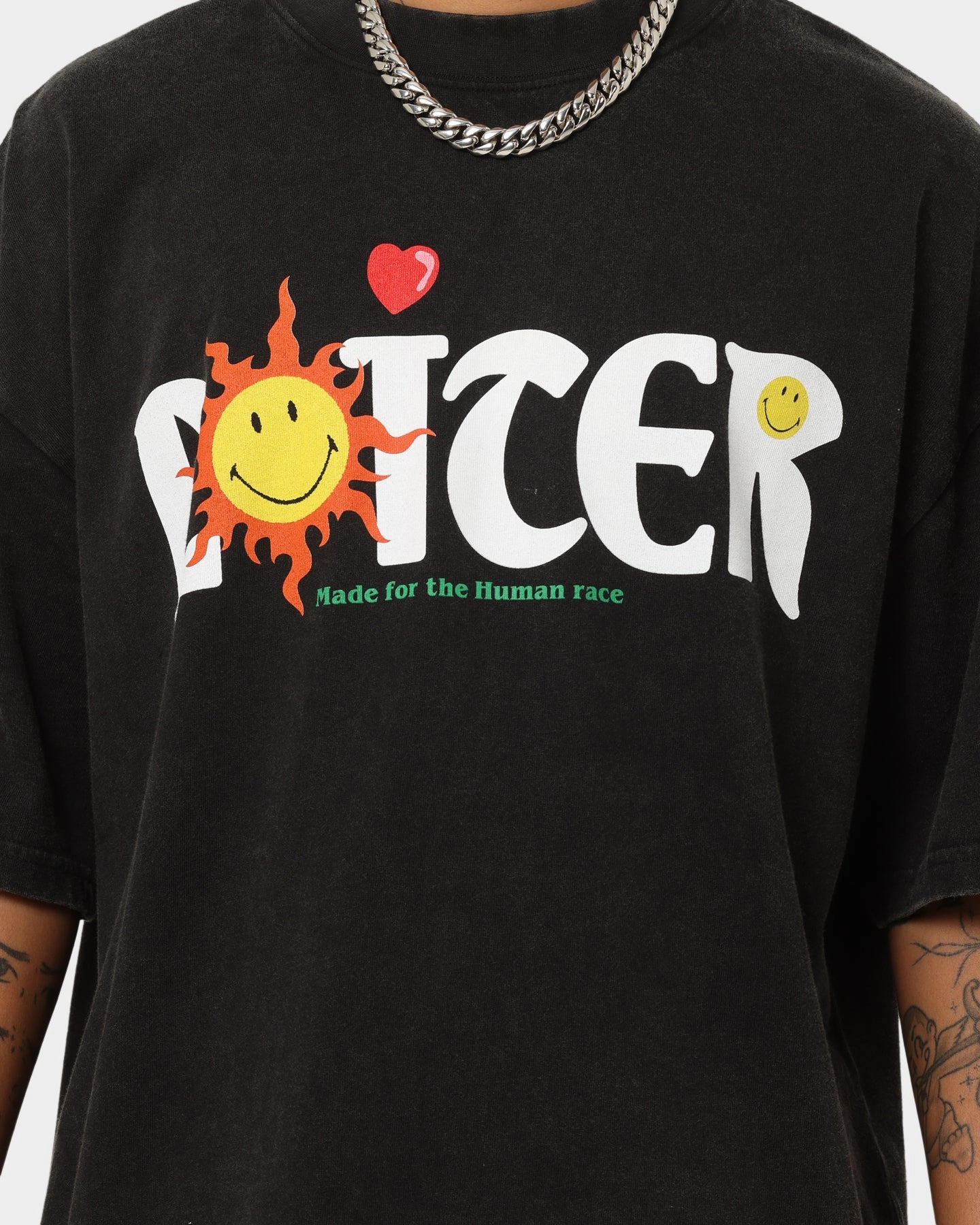 Sweat Absorbent Loiter X Smiley Human Condition Vintage T-Shirt Vintage Black