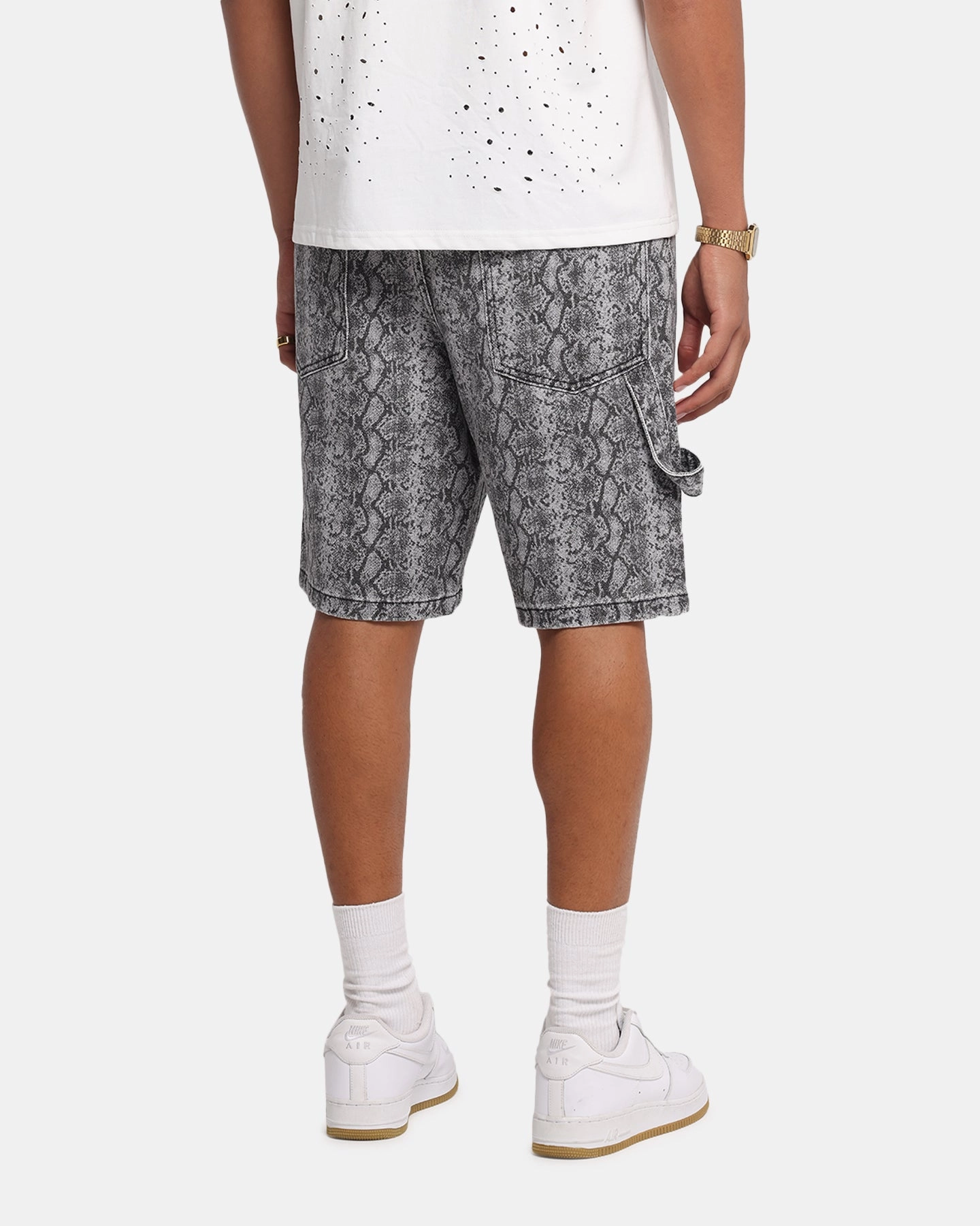 XXIII Snake Skin Jorts Black Snake Print Fast Absorption Textile