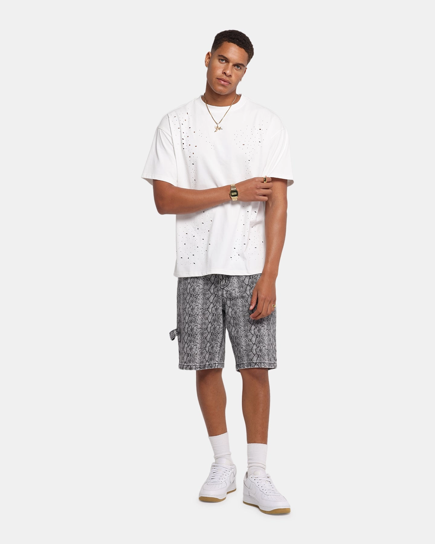 Clean Finish XXIII Snake Skin Jorts Black Snake Print