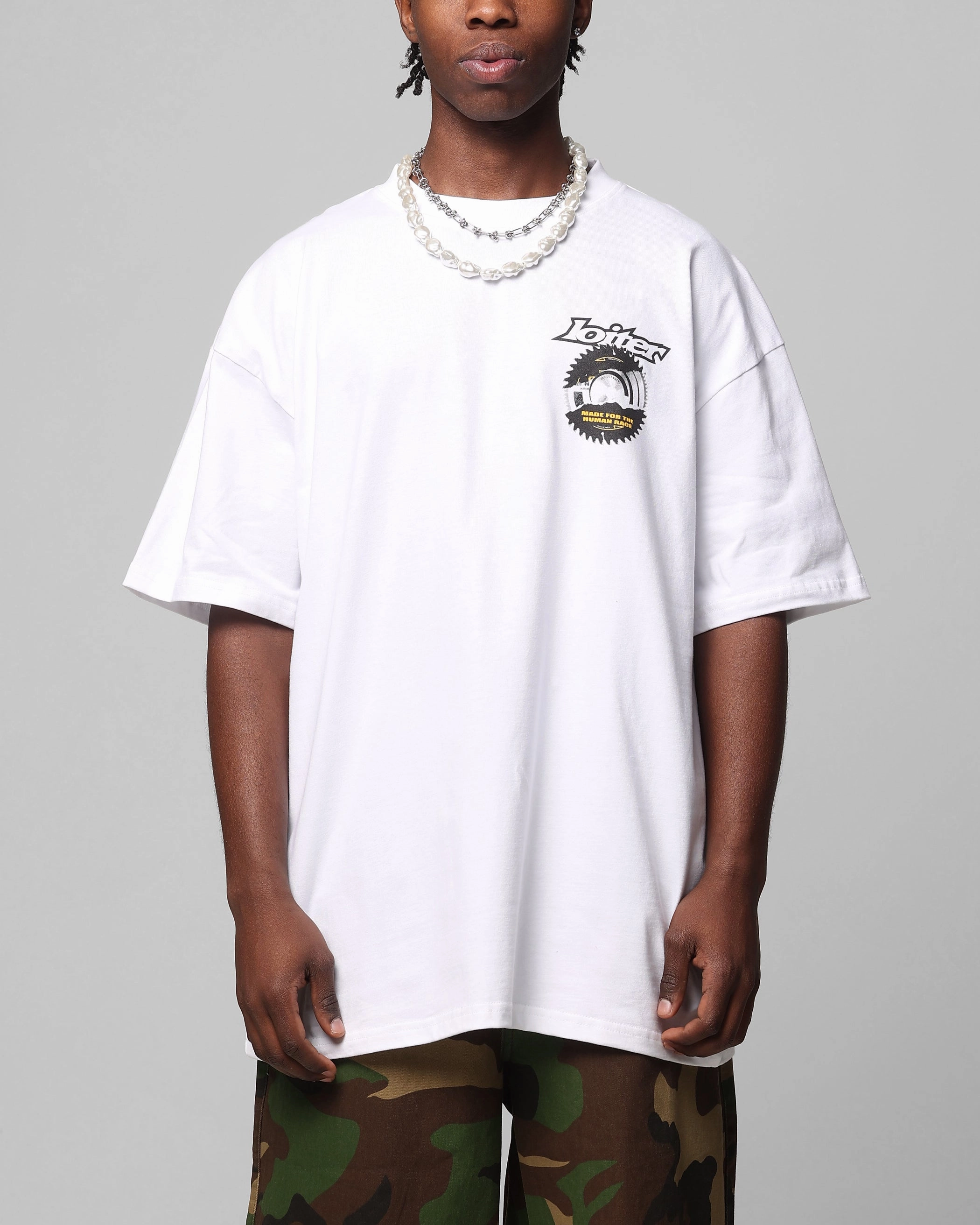 Loiter Saw Blade Drop T-Shirt White Crew neck classic Comfort Wearable