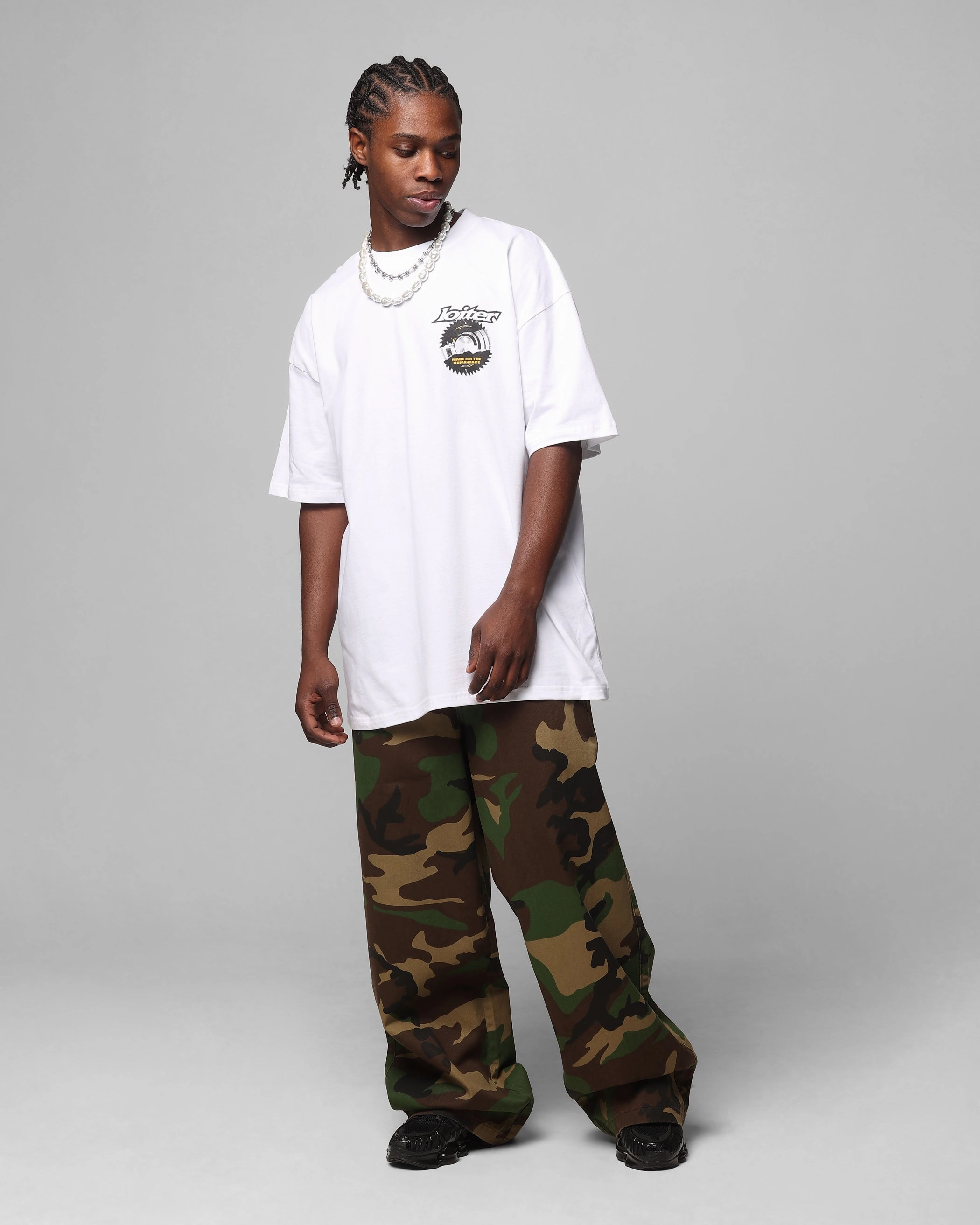Soft Fit Wear Light Casual Loiter Saw Blade Drop T-Shirt White