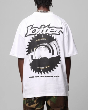 Loiter Saw Blade Drop T-Shirt White GentleWashResistance