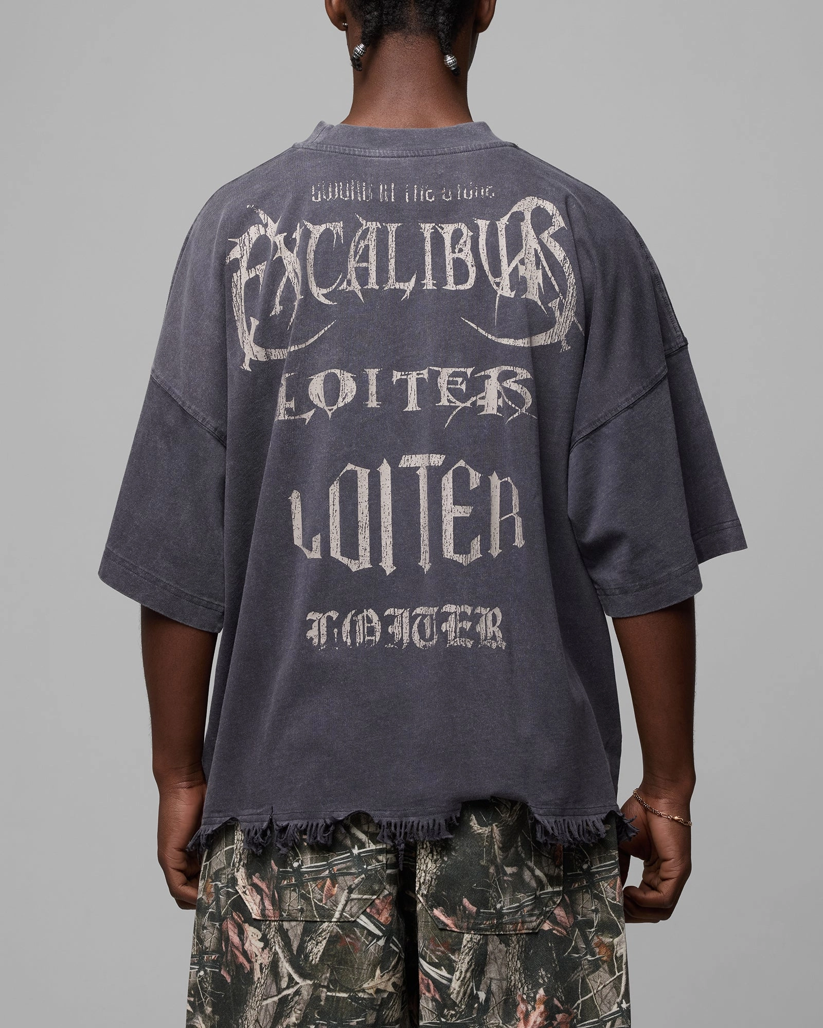 Loiter Excalibur Distressed T-Shirt Washed Black All-Day Comfort Wear