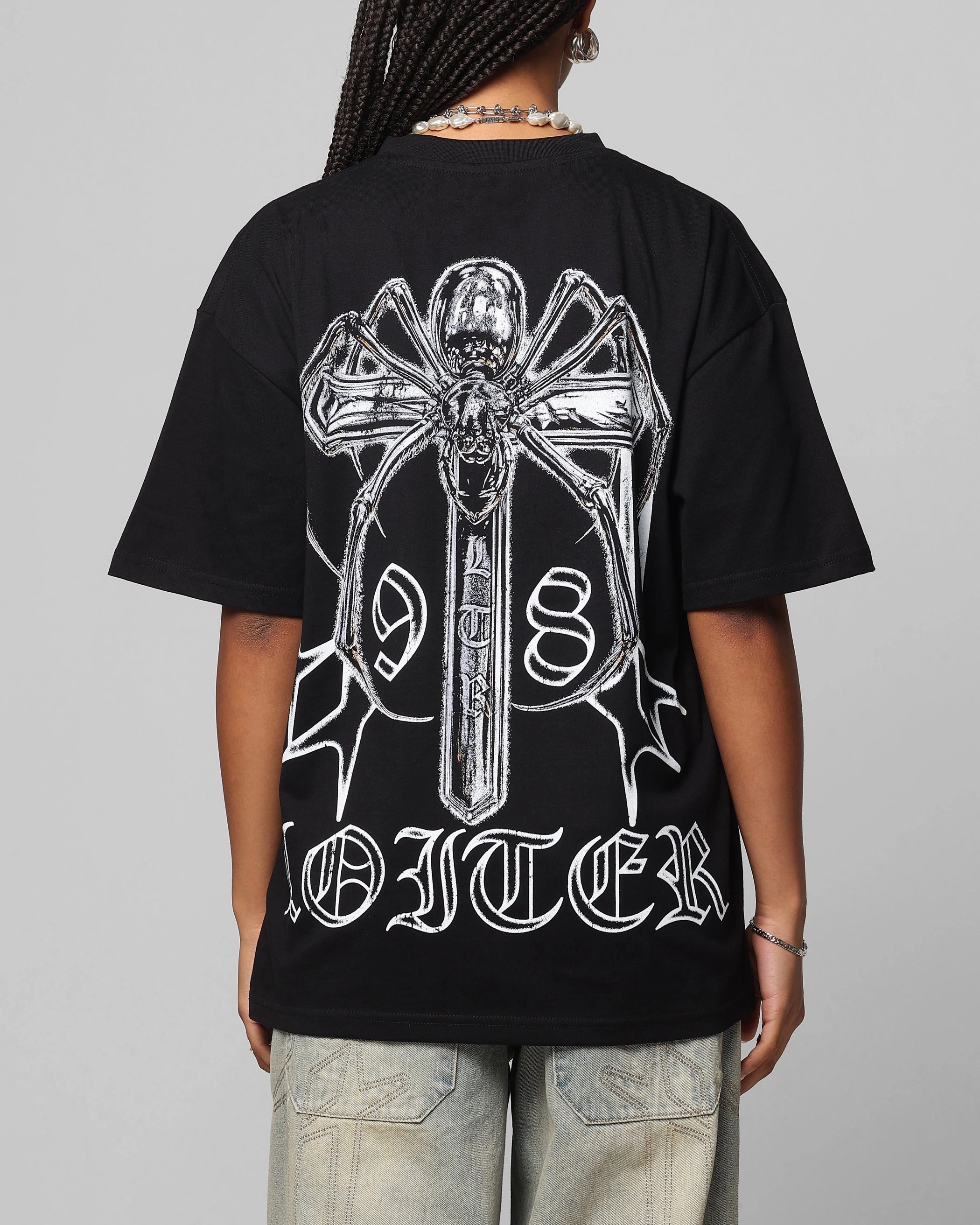 Loiter Chrome Spider T-Shirt Black Cozy and Fashionable