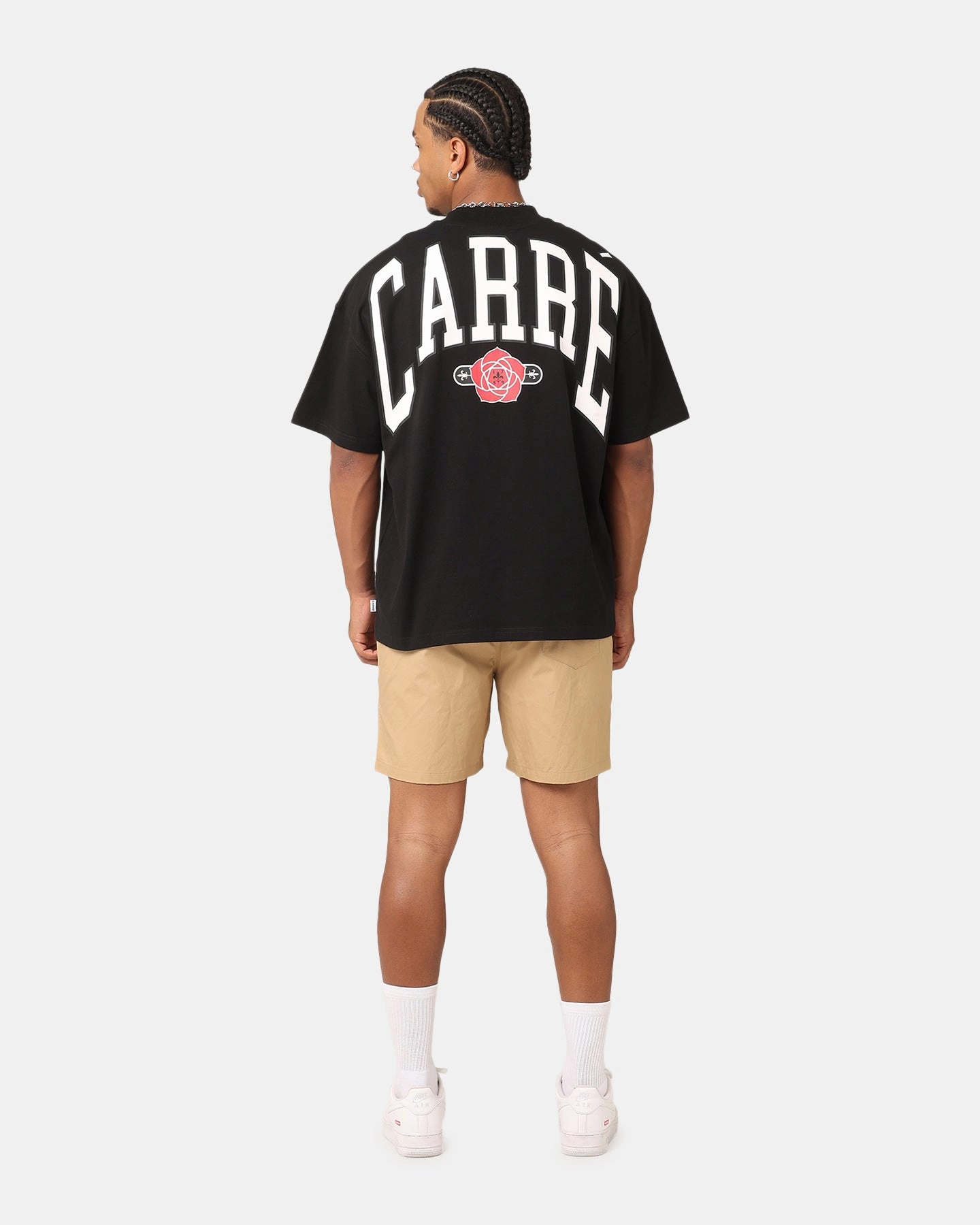 Carre Rose Oversized T-Shirt Black Easy Fit SoftenedTexturedWeave