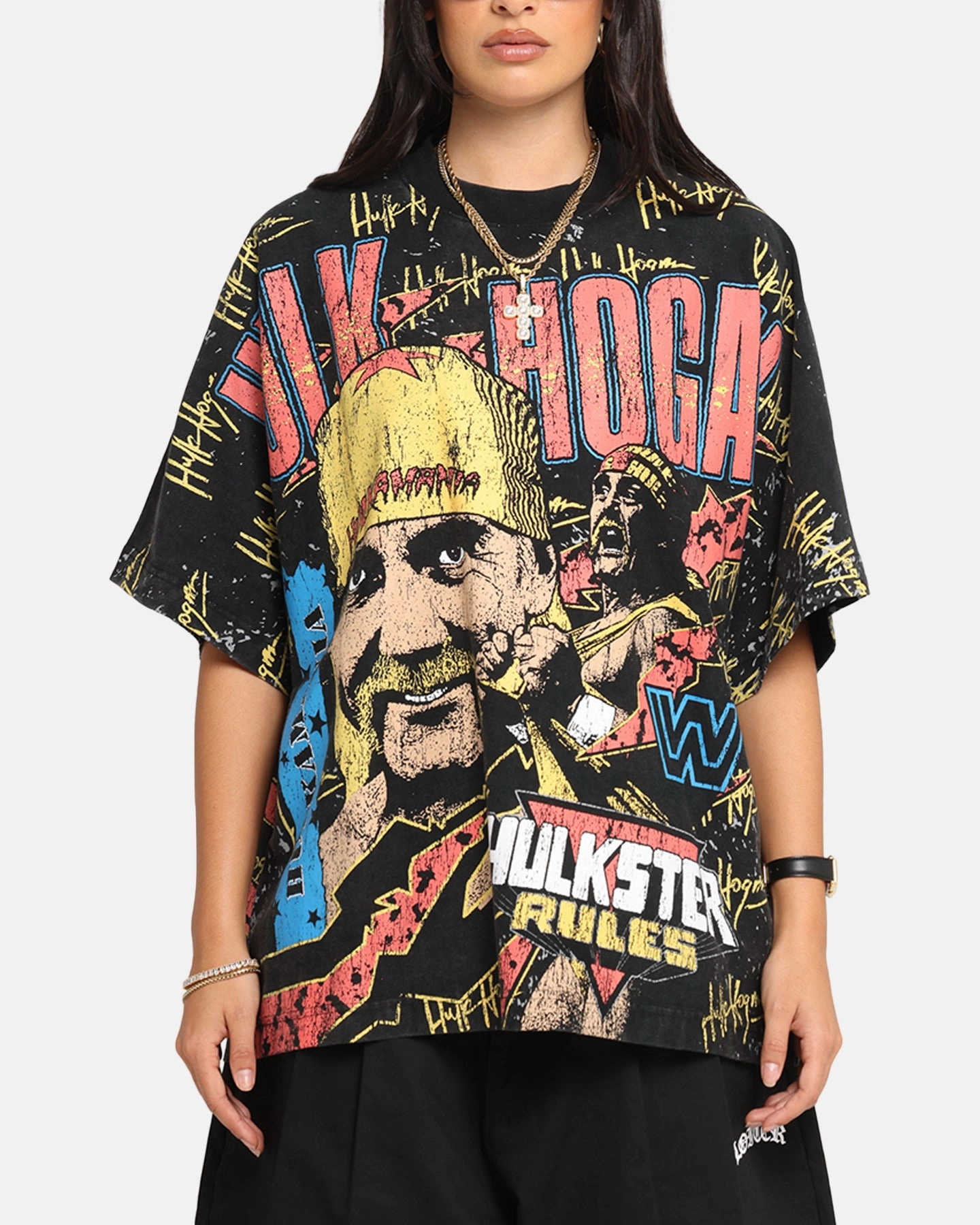 Lightweight Wear WrinkleResistant Culture Kings X WWE Hulk Hogan All Over Print T-Shirt Black