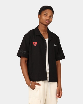 Loiter Oasis Embroidered Button Up Shirt Black Coastal Vibes