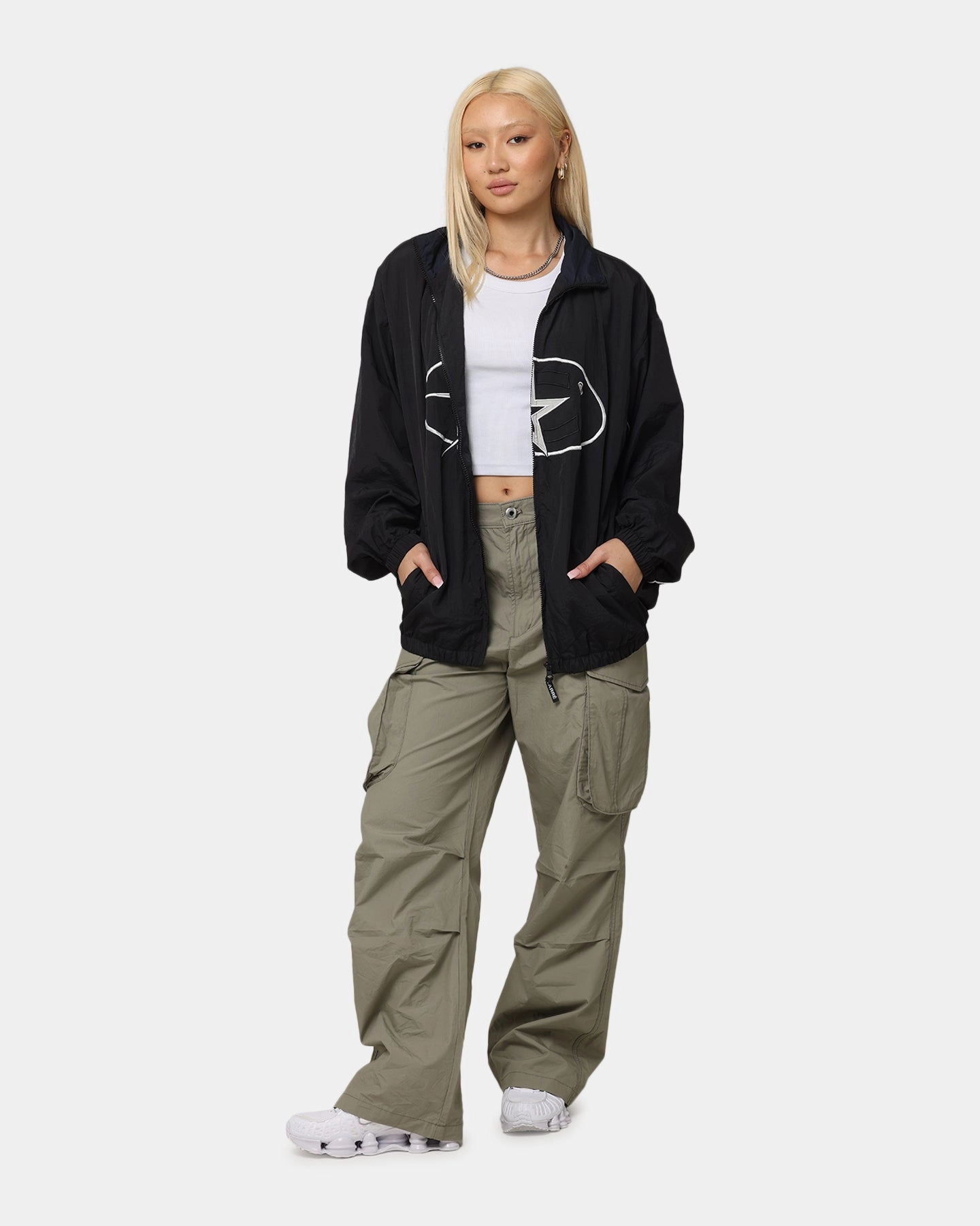DoubleReinforced Zipper Carre C-Superstar Training Jacket Black