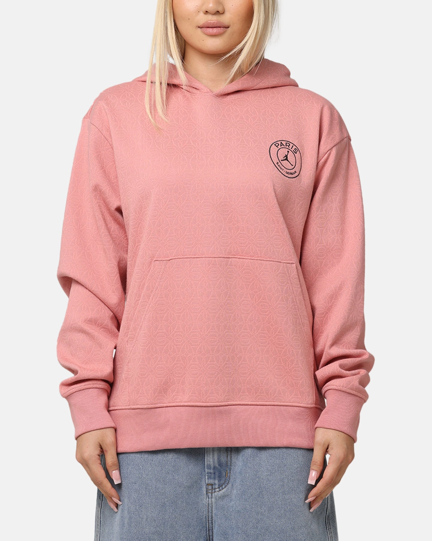 Stretch Knit Fabric Jordan Paris Saint-Germain Statement Fleece Pullover Hoodie Rust Pink/Pink