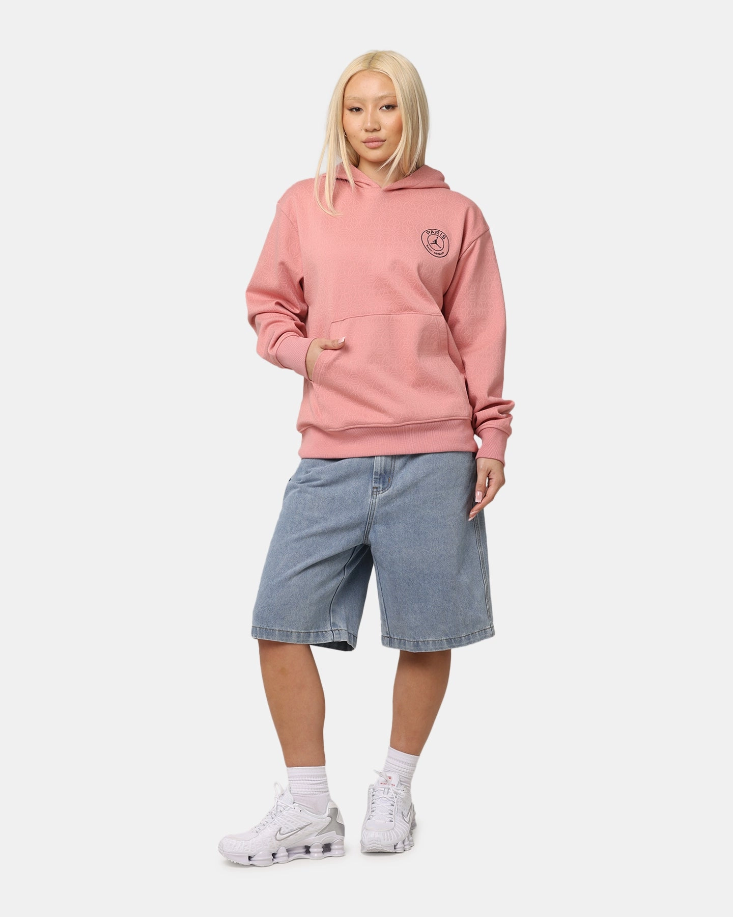 suitable for video shooting Expandable Sleeve Cuffs Jordan Paris Saint-Germain Statement Fleece Pullover Hoodie Rust Pink/Pink