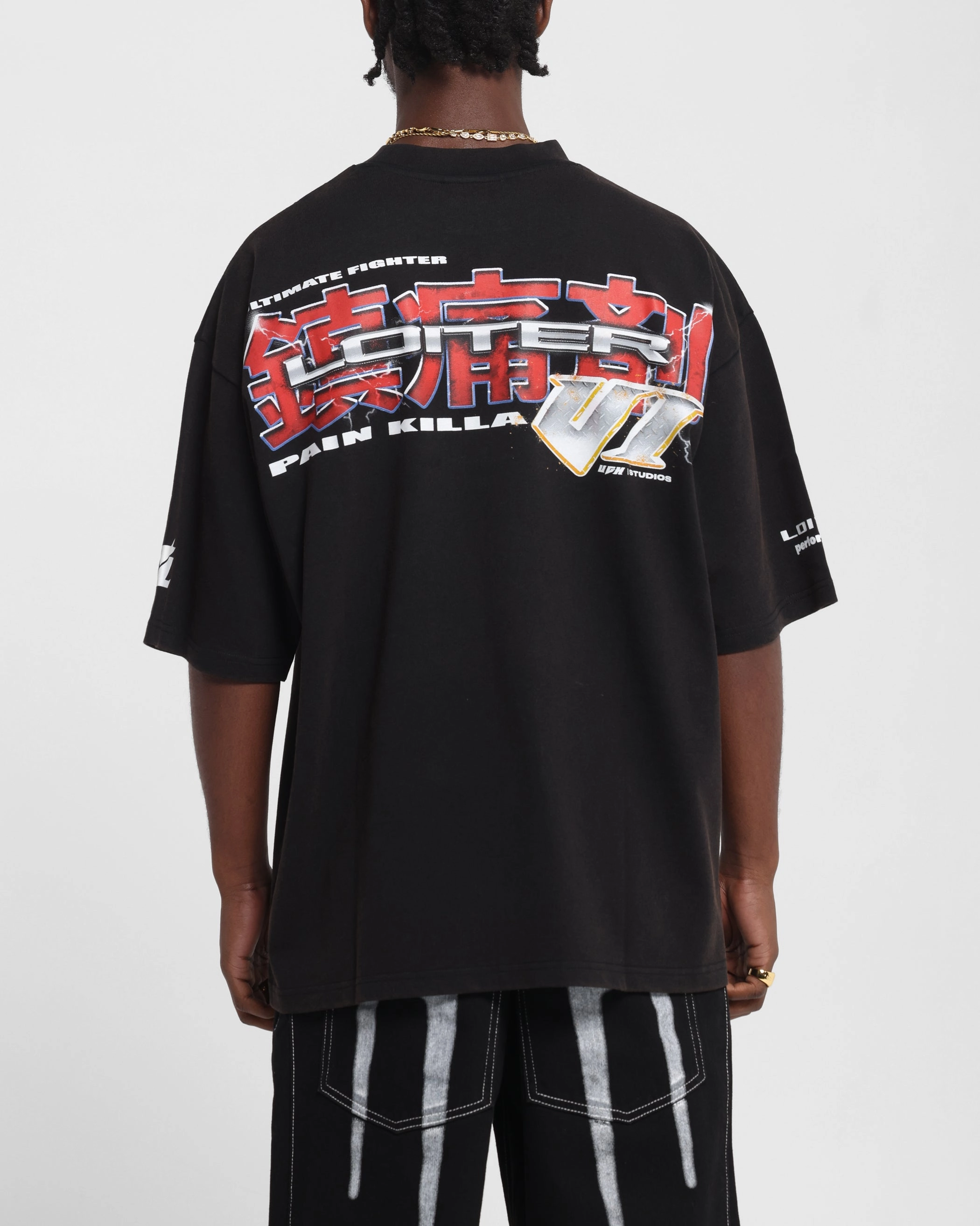Loiter Fighter Vintage T-Shirt Vintage Black High-Quality Fabric Everyday Layer