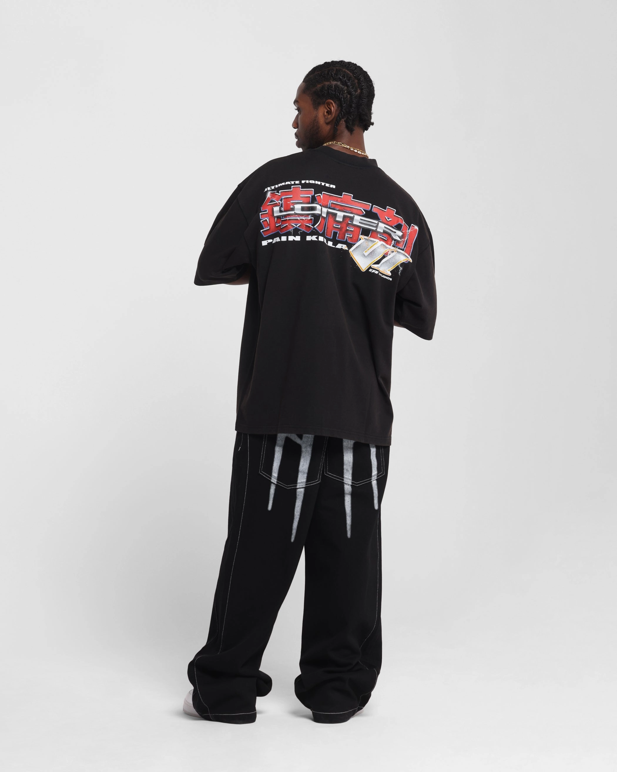 Breathable Style Functional Wearable Loiter Fighter Vintage T-Shirt Vintage Black