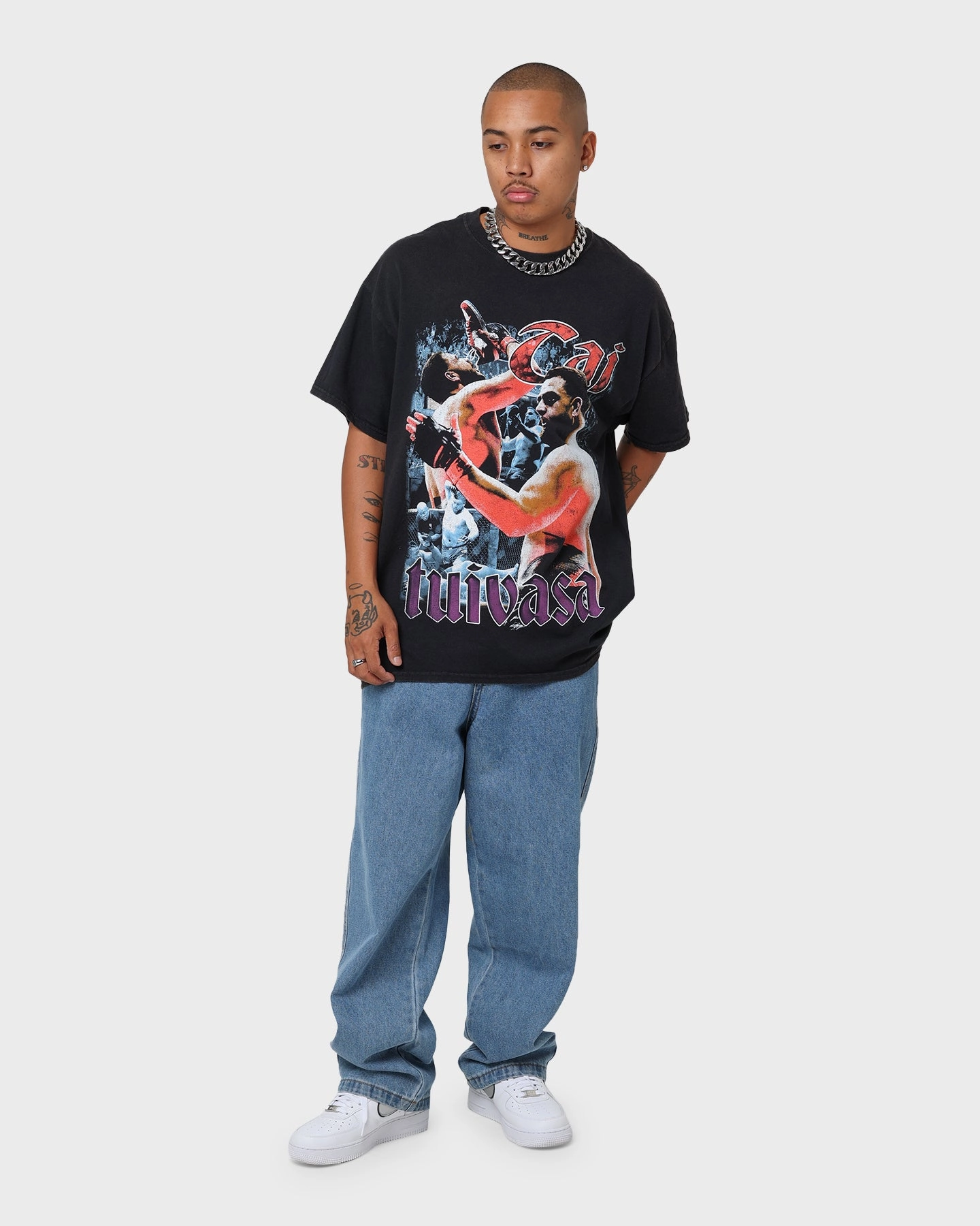 Lightweight Construction Dimensional Stability Weave Goat Crew X Tai Tuivasa Bam Bam Vintage T-Shirt Washed Black