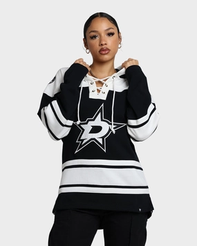 Stylish-design Quilted Lining 47 Brand Dallas Stars Superior Lacer Hoodie Jet Black