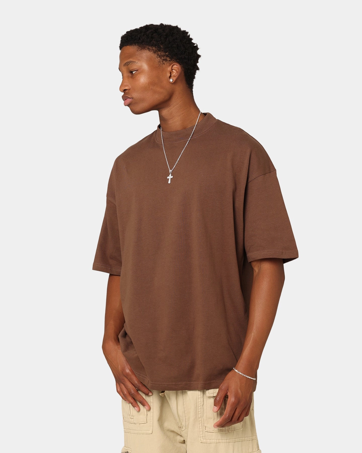 Relaxed Vibes Culture Kings Oversized Blank T-Shirt Brown