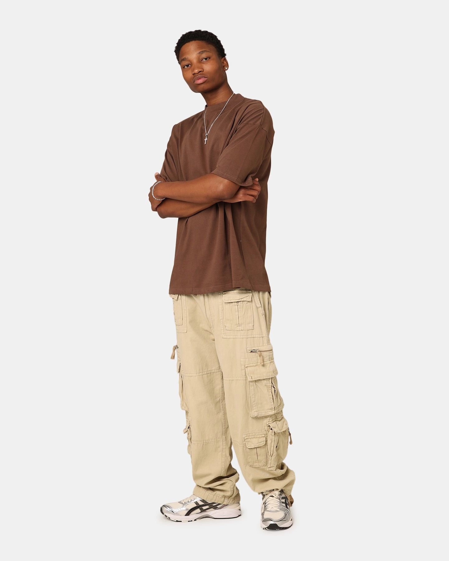 Layering Comfort Wear Culture Kings Oversized Blank T-Shirt Brown