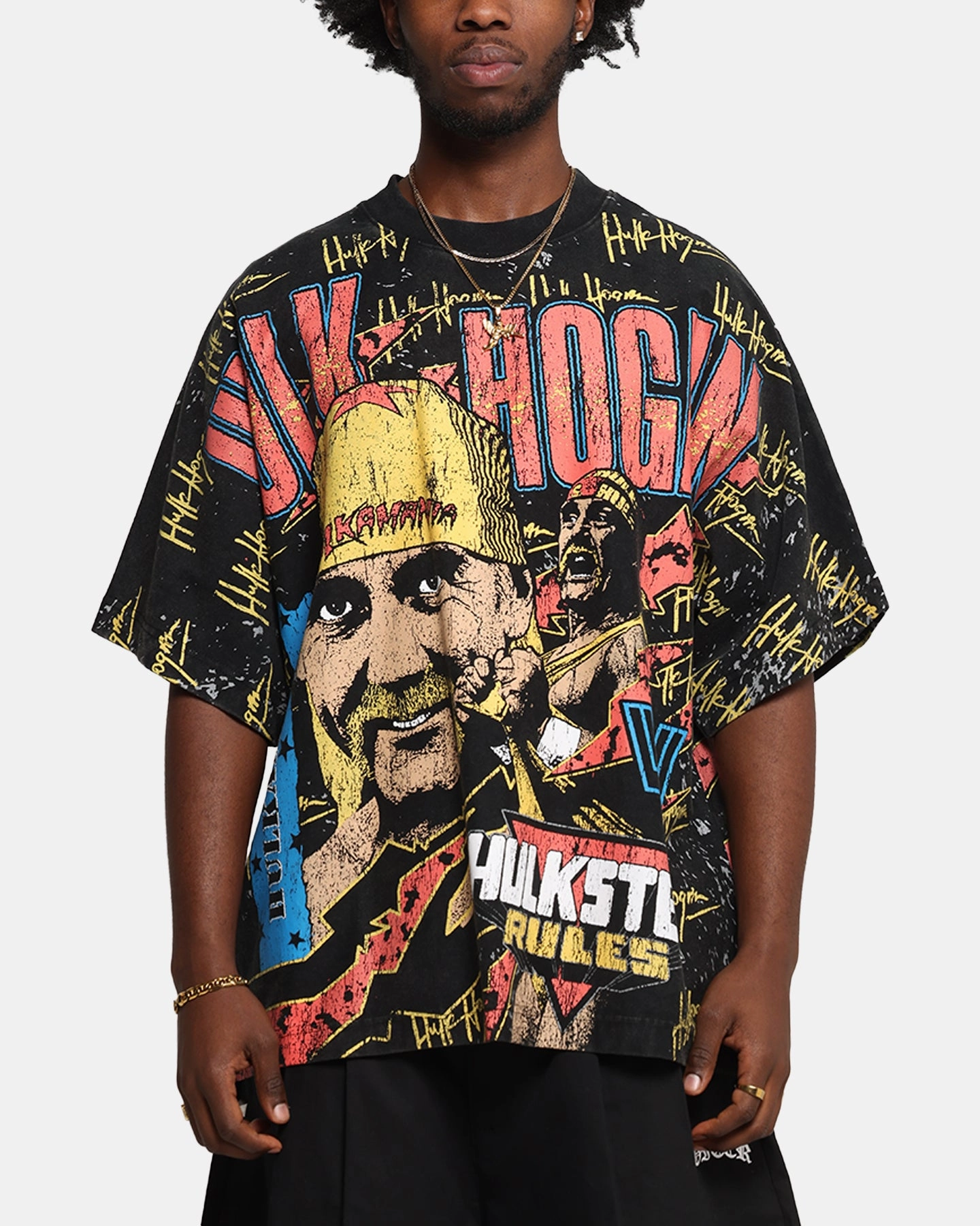 Culture Kings X WWE Hulk Hogan All Over Print T-Shirt Black Affordable accessibility